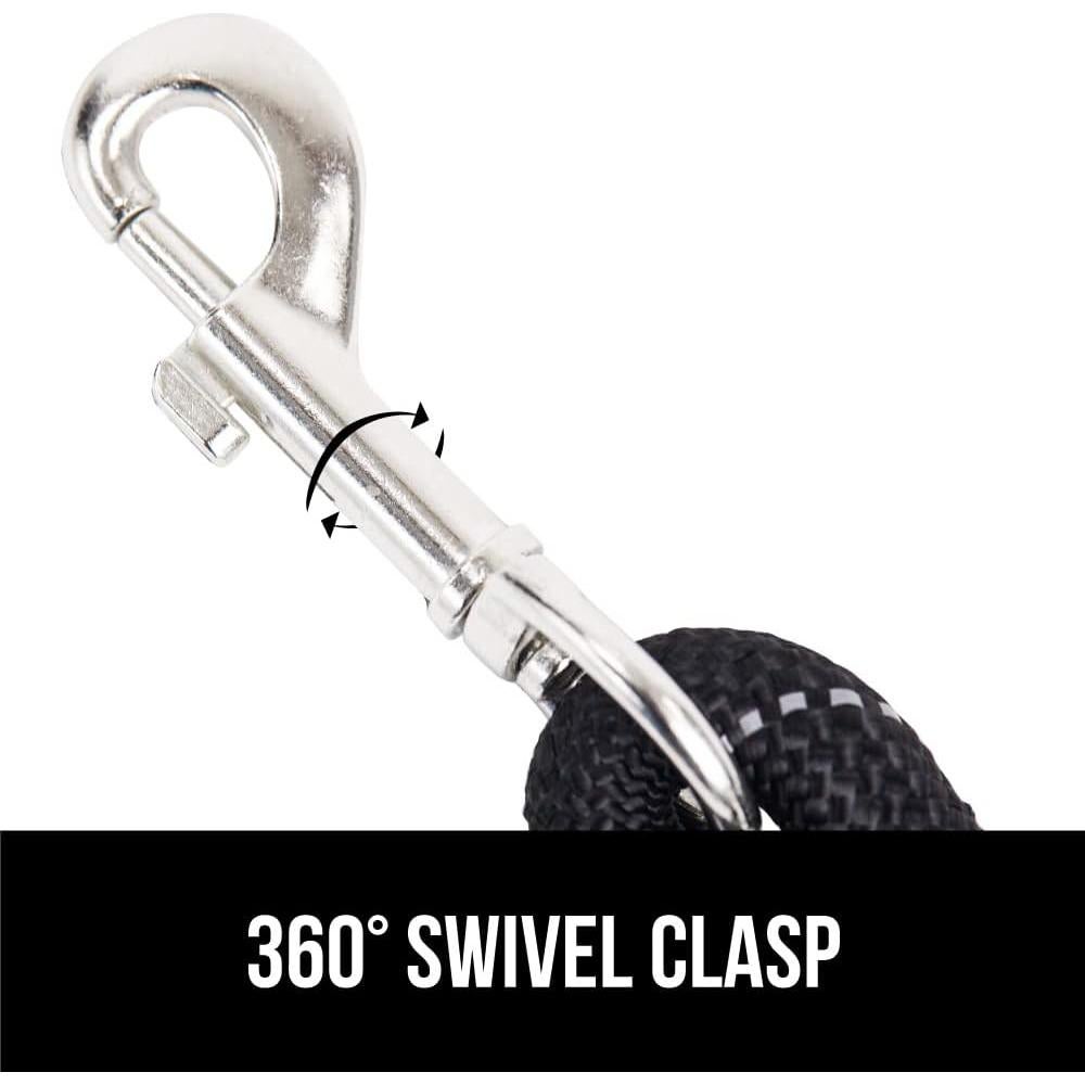 Correa para Perros Gorilla Grip Negra 1.27 cm x 1.22 m Reflectante