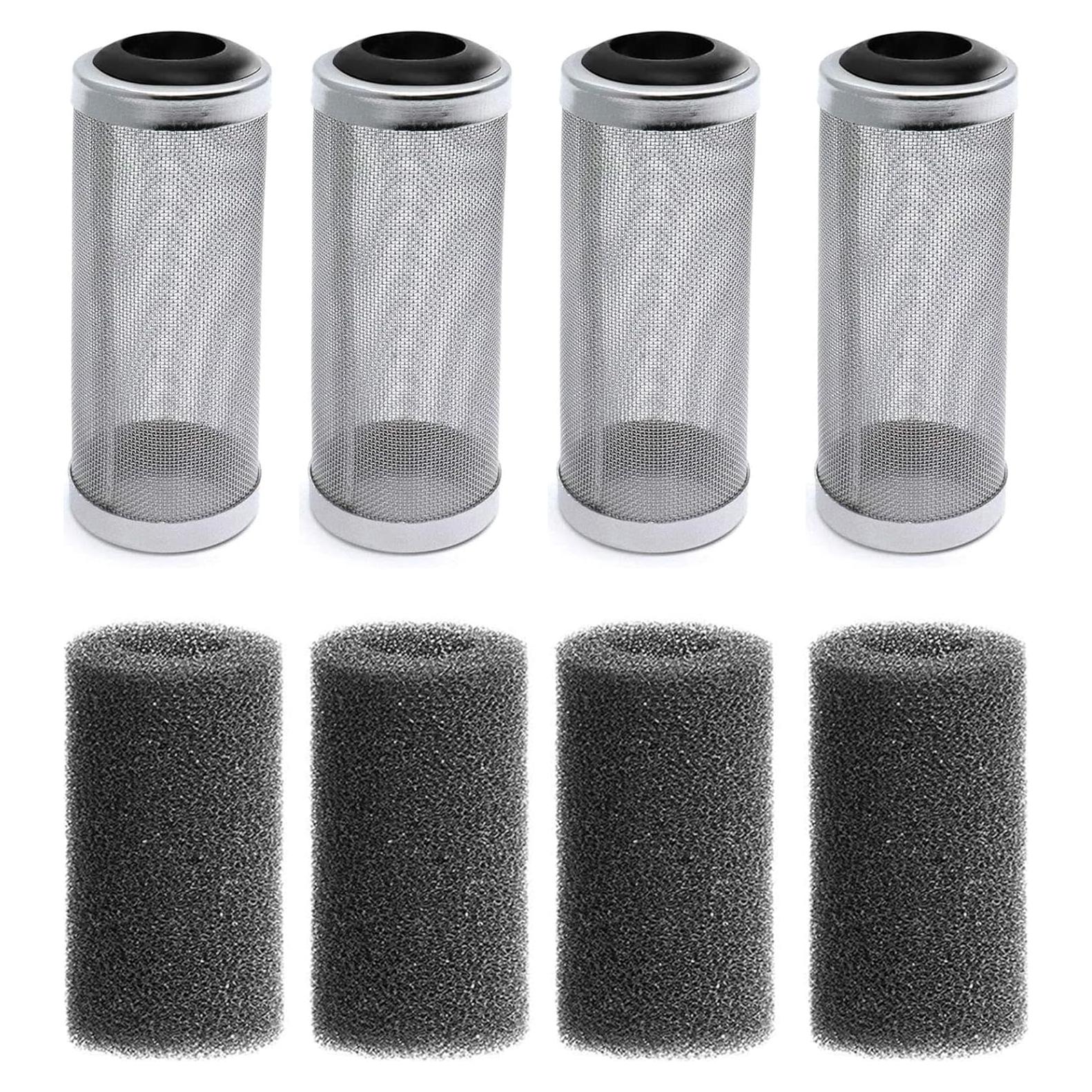 4Pcs Stainless Steel Aquarium Fish/Shrimp Mesh Net Filter Guard with Sponge, Aquarium Filter Accessory for Tropical Fish & Shrimp, Indoor Use