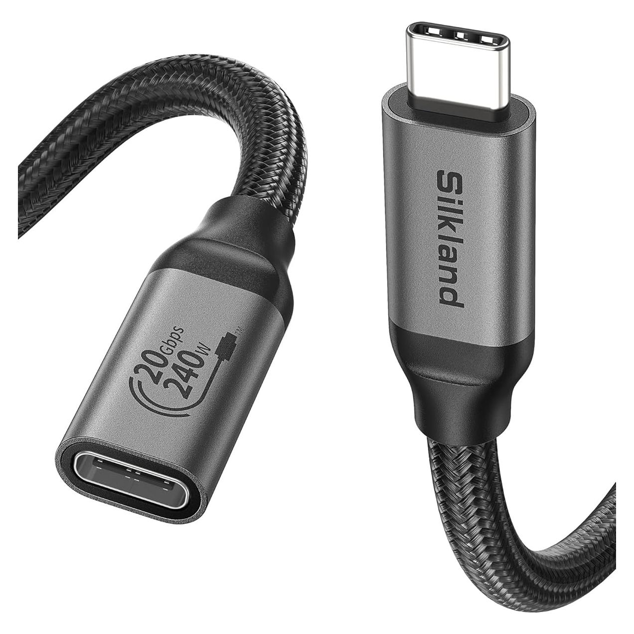 Cable de Extensión USB C Silkland 1m 20Gbps 240W 4K@60Hz
