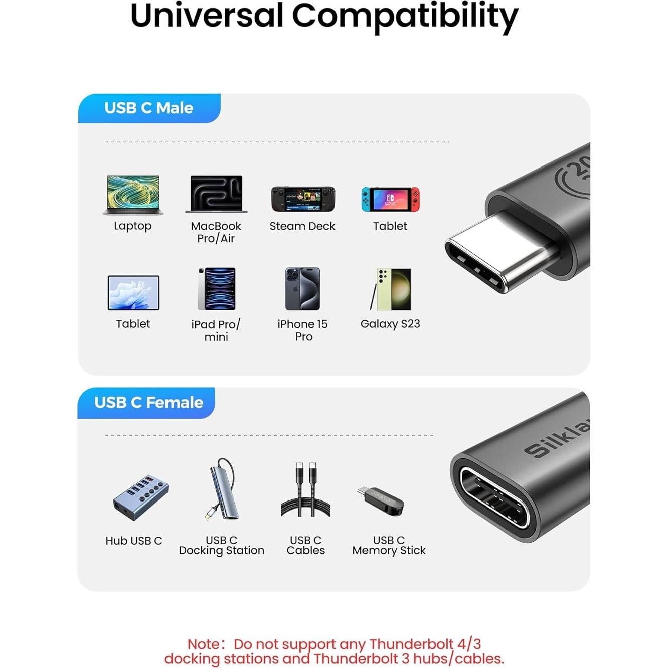 Cable de Extensión USB C Silkland 1m 20Gbps 240W 4K@60Hz