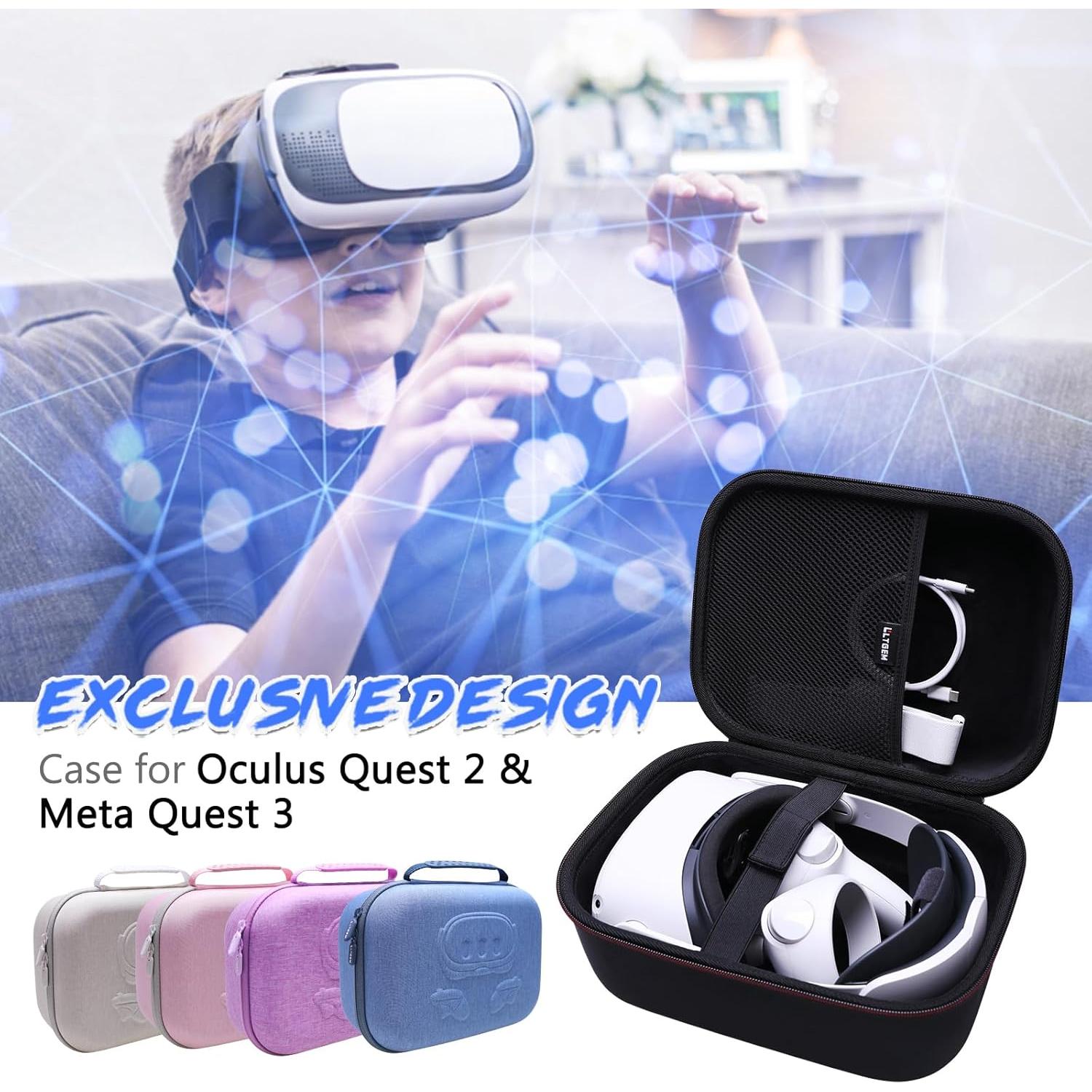 Funda LTGEM para Oculus Meta Quest 3S/3/2 - Negro, Accesorios VR