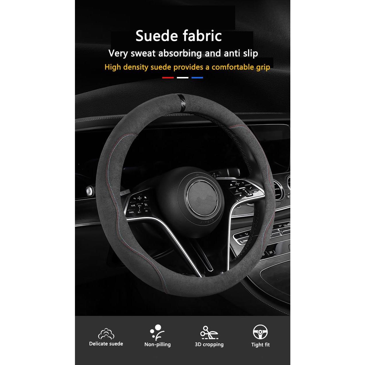 Funda de Volante Suede Genérico Azul Antideslizante 36.8-39.4 cm