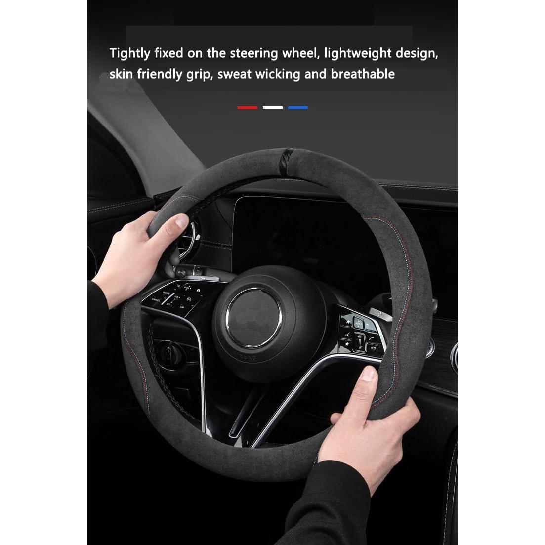 Funda de Volante Suede Genérico Azul Antideslizante 36.8-39.4 cm