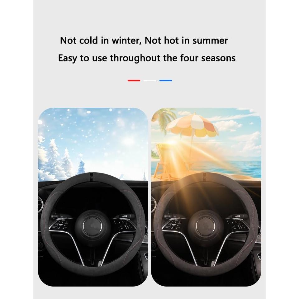 Funda de Volante Suede Genérico Azul Antideslizante 36.8-39.4 cm