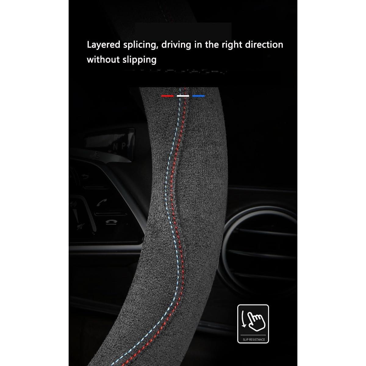 Funda de Volante Suede Genérico Azul Antideslizante 36.8-39.4 cm