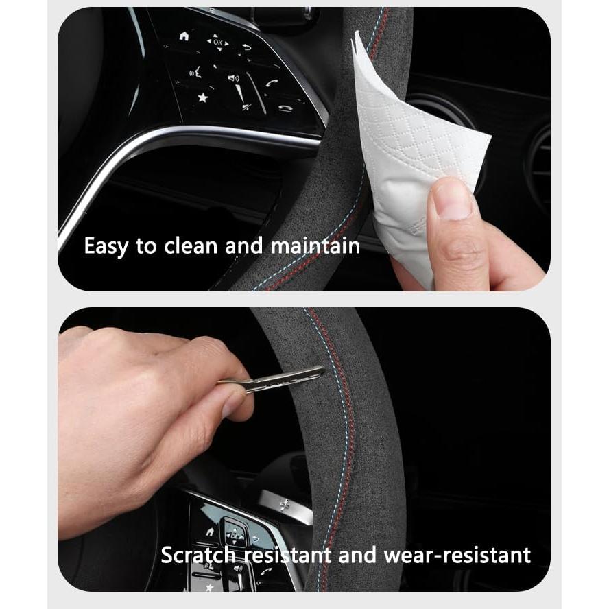 Funda de Volante Suede Genérico Azul Antideslizante 36.8-39.4 cm