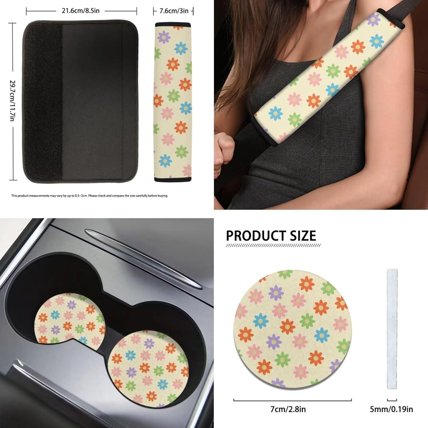 Juego Completo de Fundas de Asiento de Coche FUIBENG con Flores