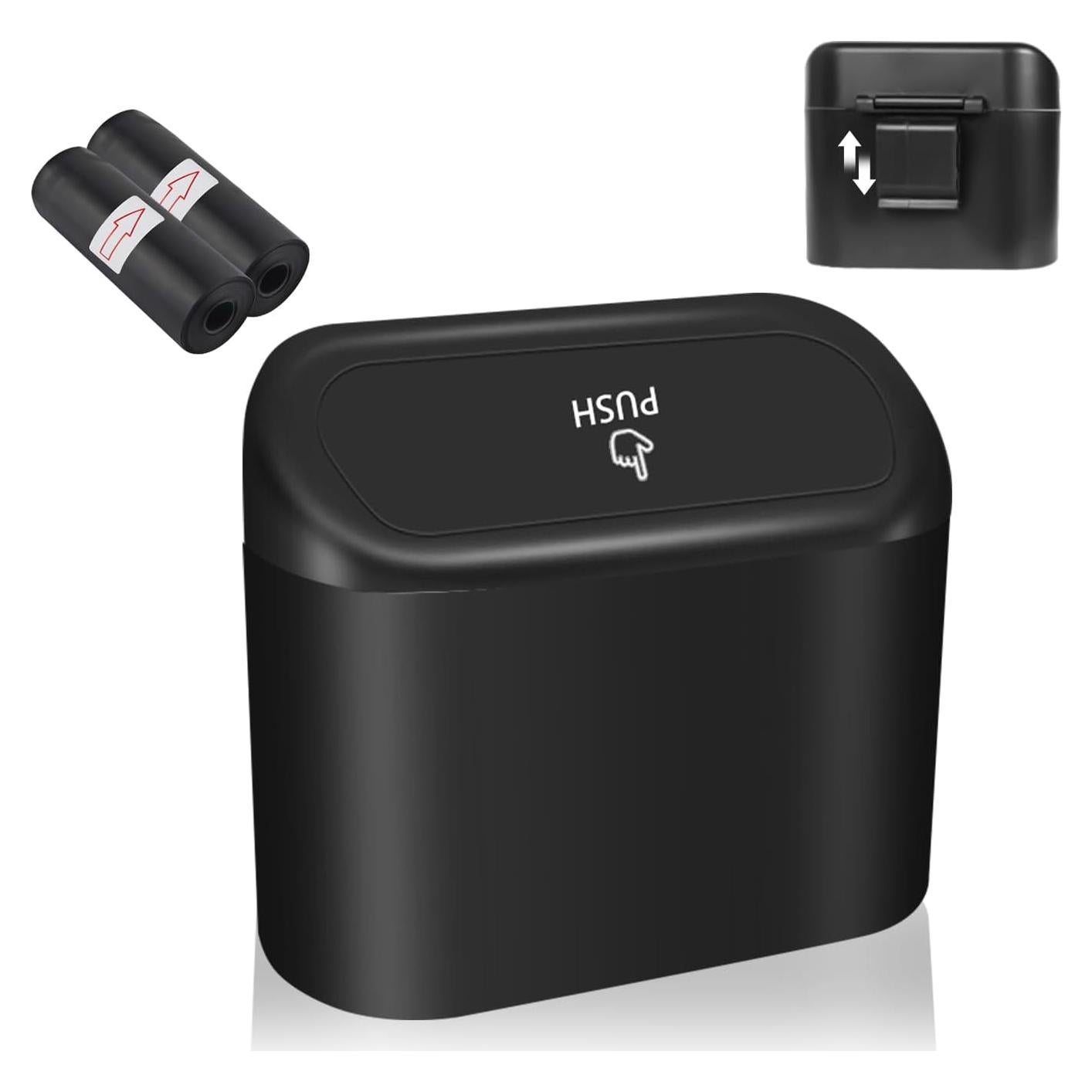 Cubo de Basura para Automóvil YGDMD Negro con Tapa y Gancho