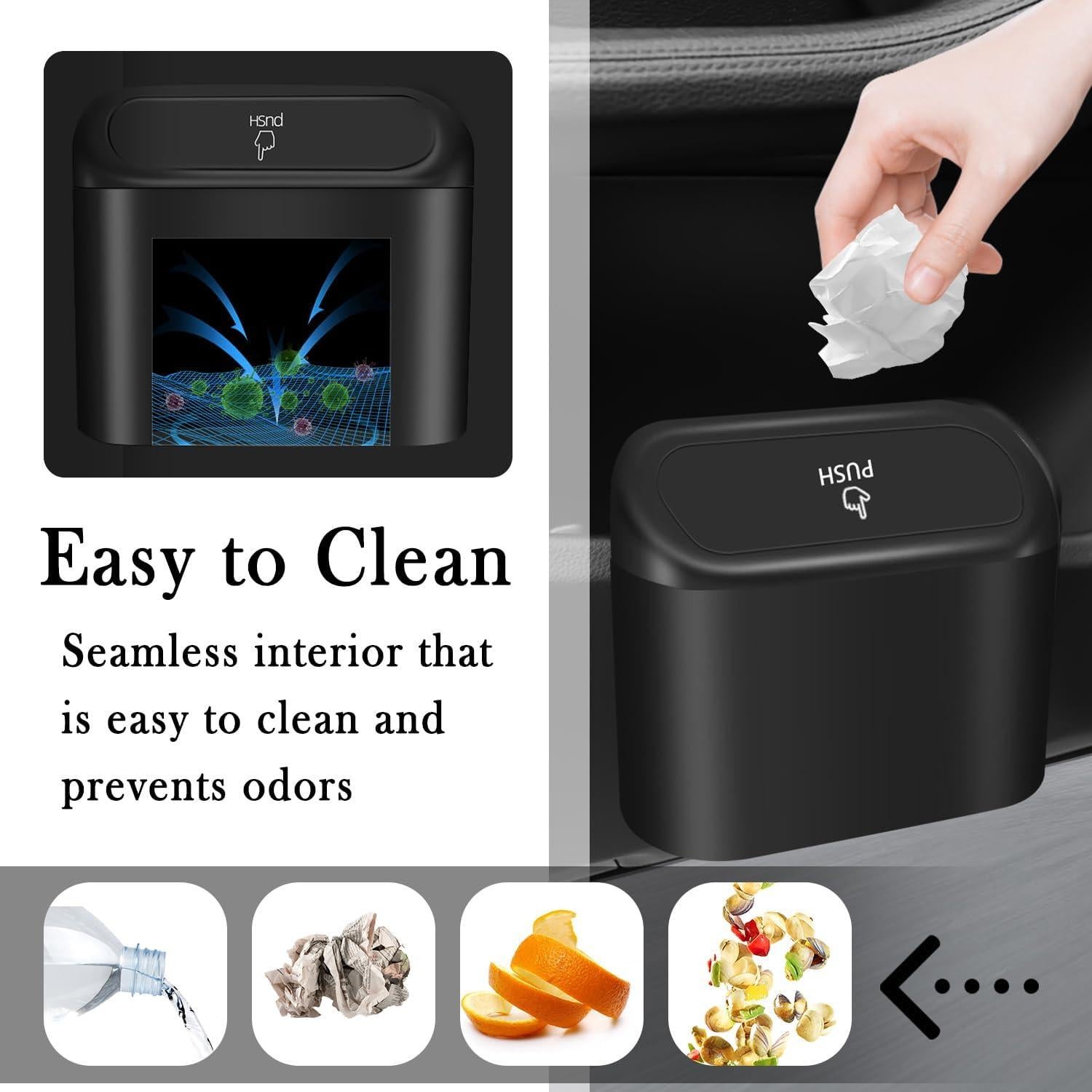 Cubo de Basura para Automóvil YGDMD Negro con Tapa y Gancho