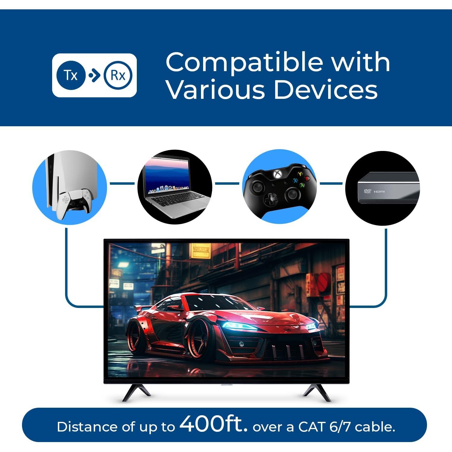 Receptor HDMI OREI EX-500-RX 4K sobre IP hasta 120m