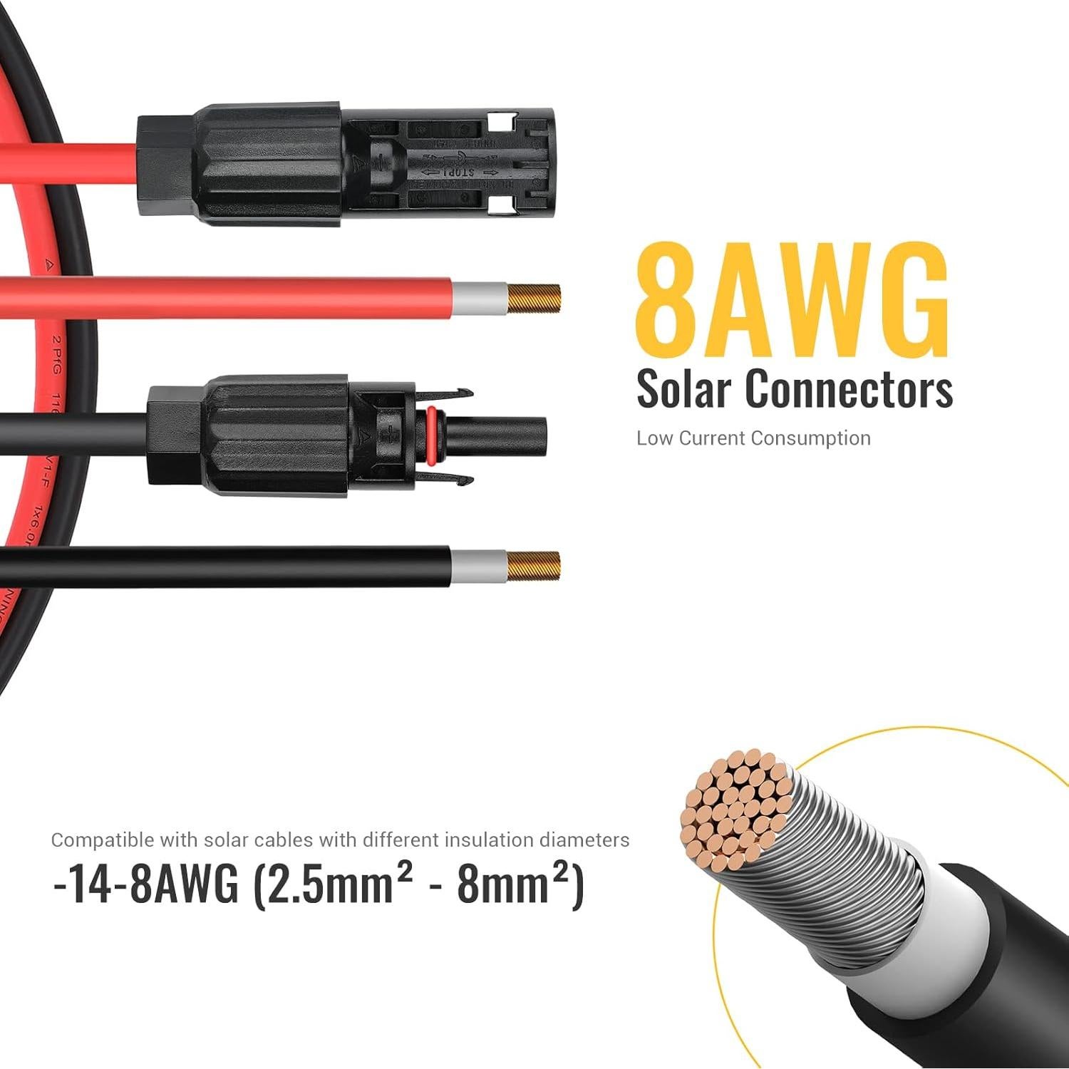Kit Conectores Solares BougeRV 8AWG IP68 12 Piezas