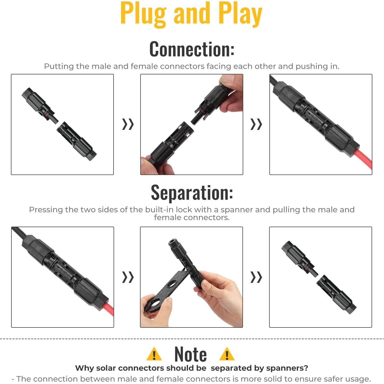 Kit Conectores Solares BougeRV 8AWG IP68 12 Piezas