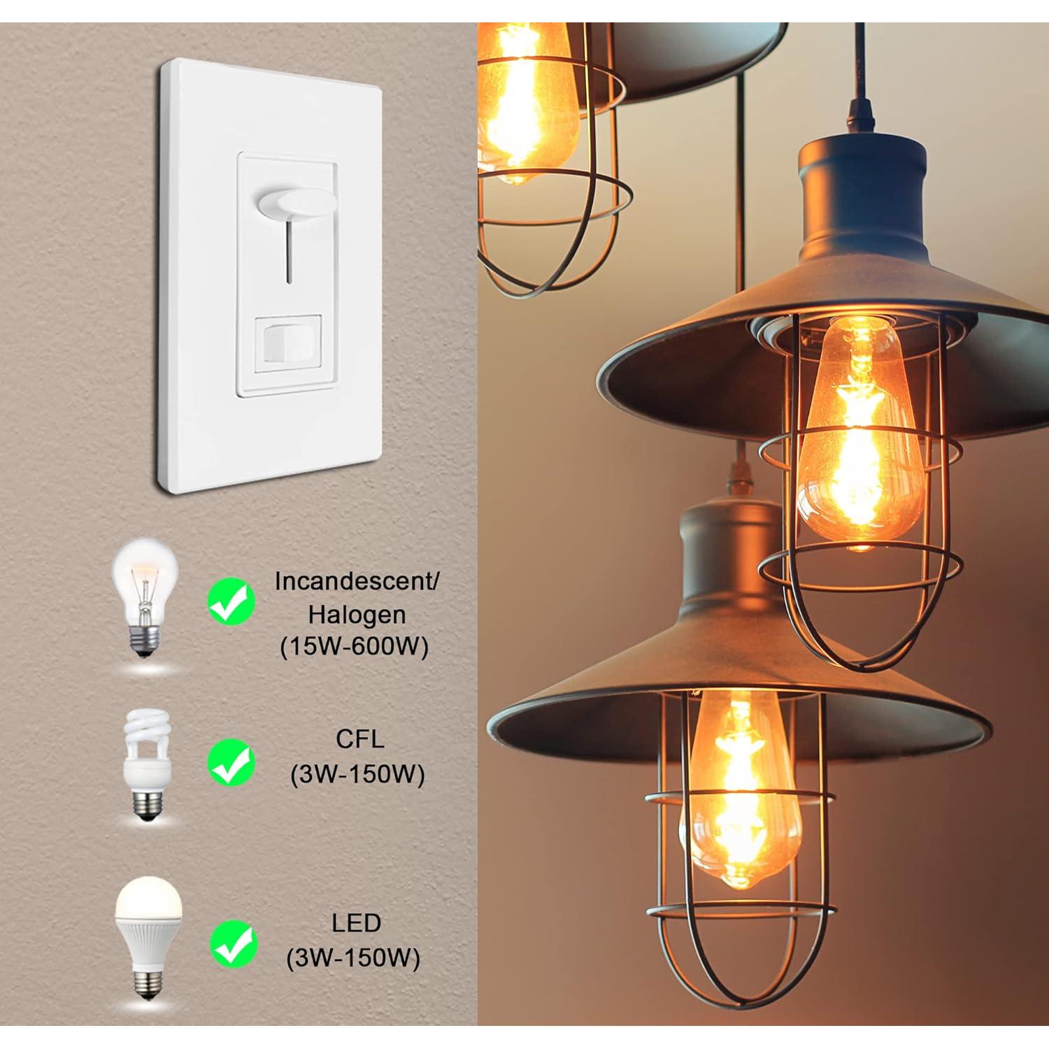 Regulador de Luz Deslizante Cloudy Bay 600W Blanco