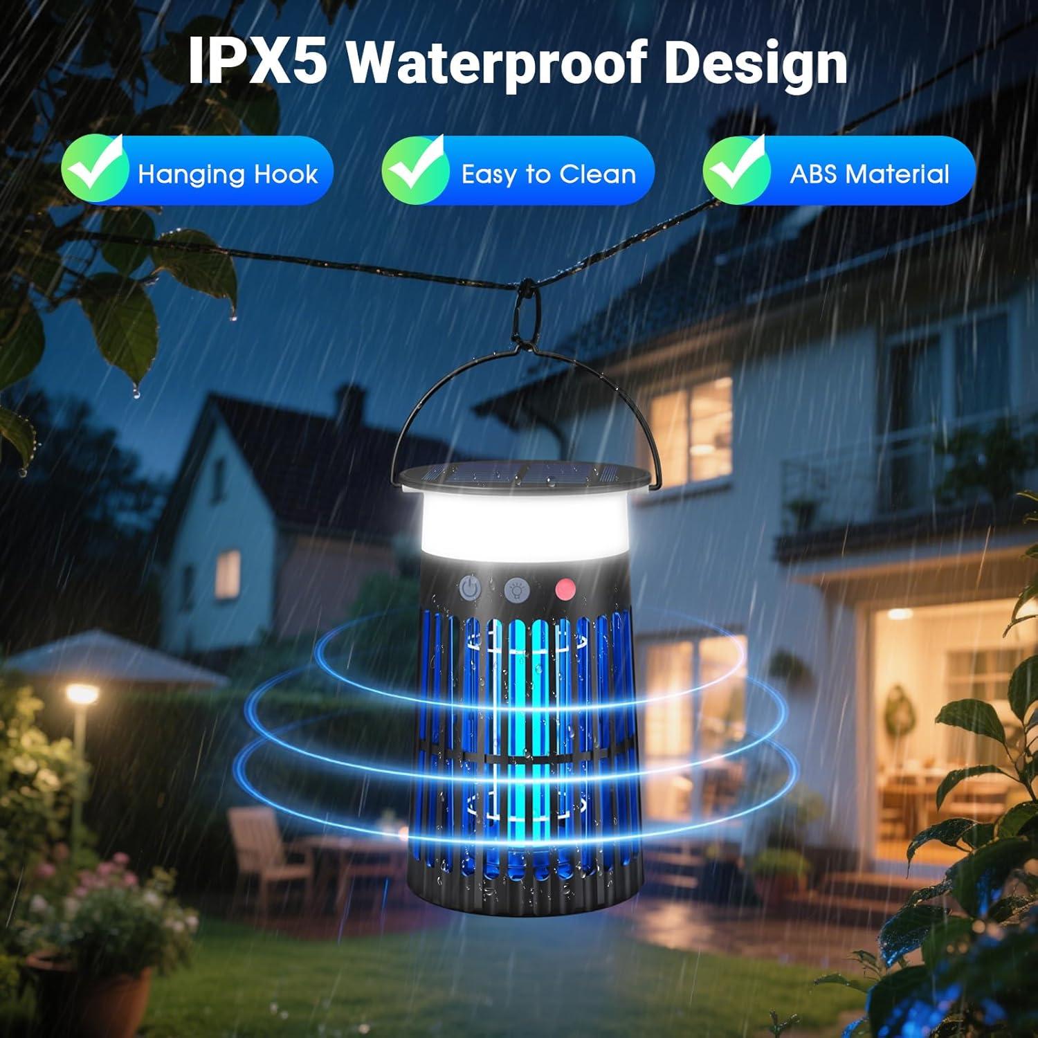 Zapper Solar de Insectos Inalámbrico 4 en 1 Zwiran Negro