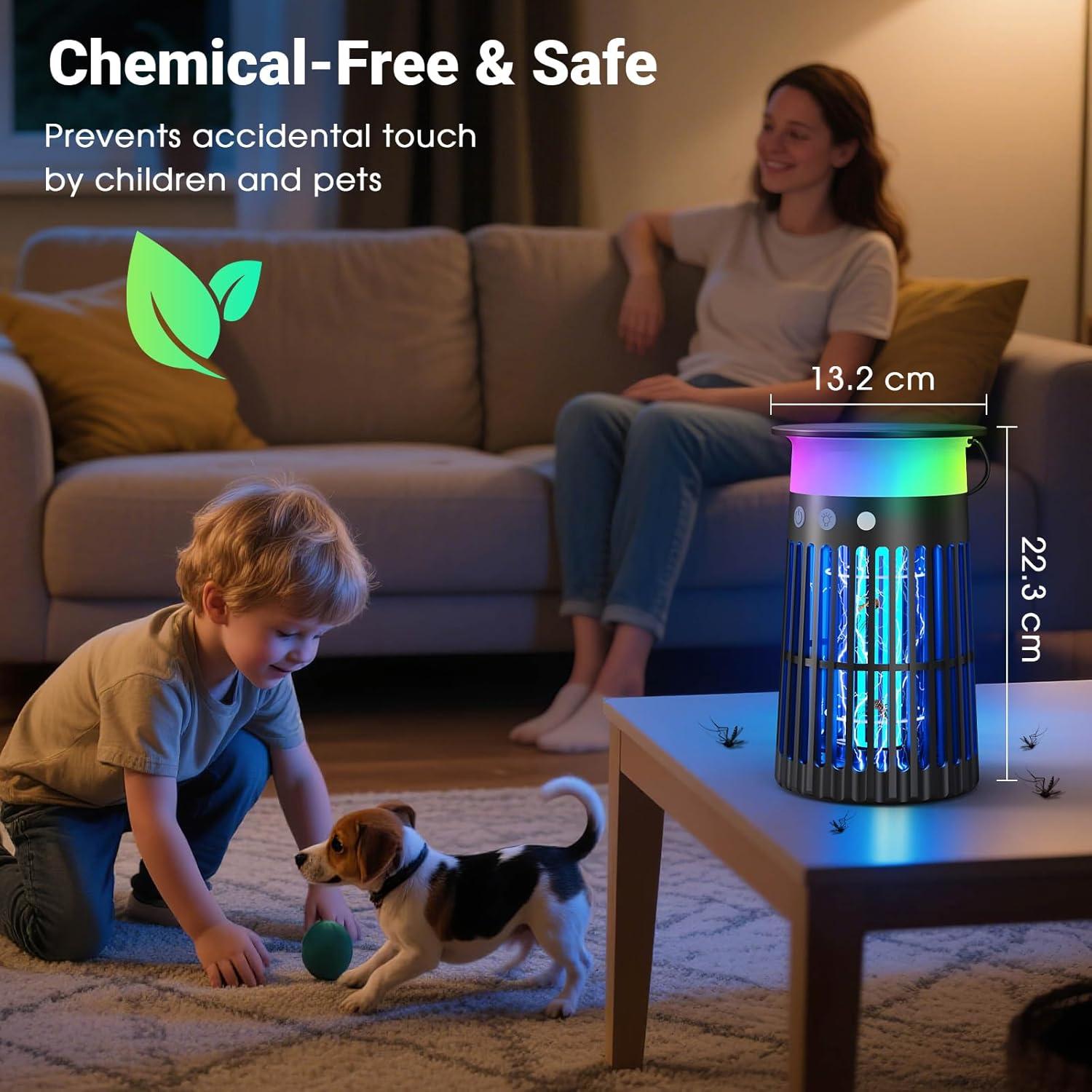 Zapper Solar de Insectos Inalámbrico 4 en 1 Zwiran Negro