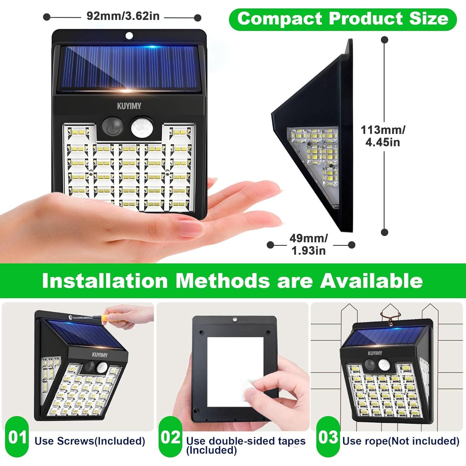 Luces Solares Exteriores KUYIMY con Sensor de Movimiento 72 LED