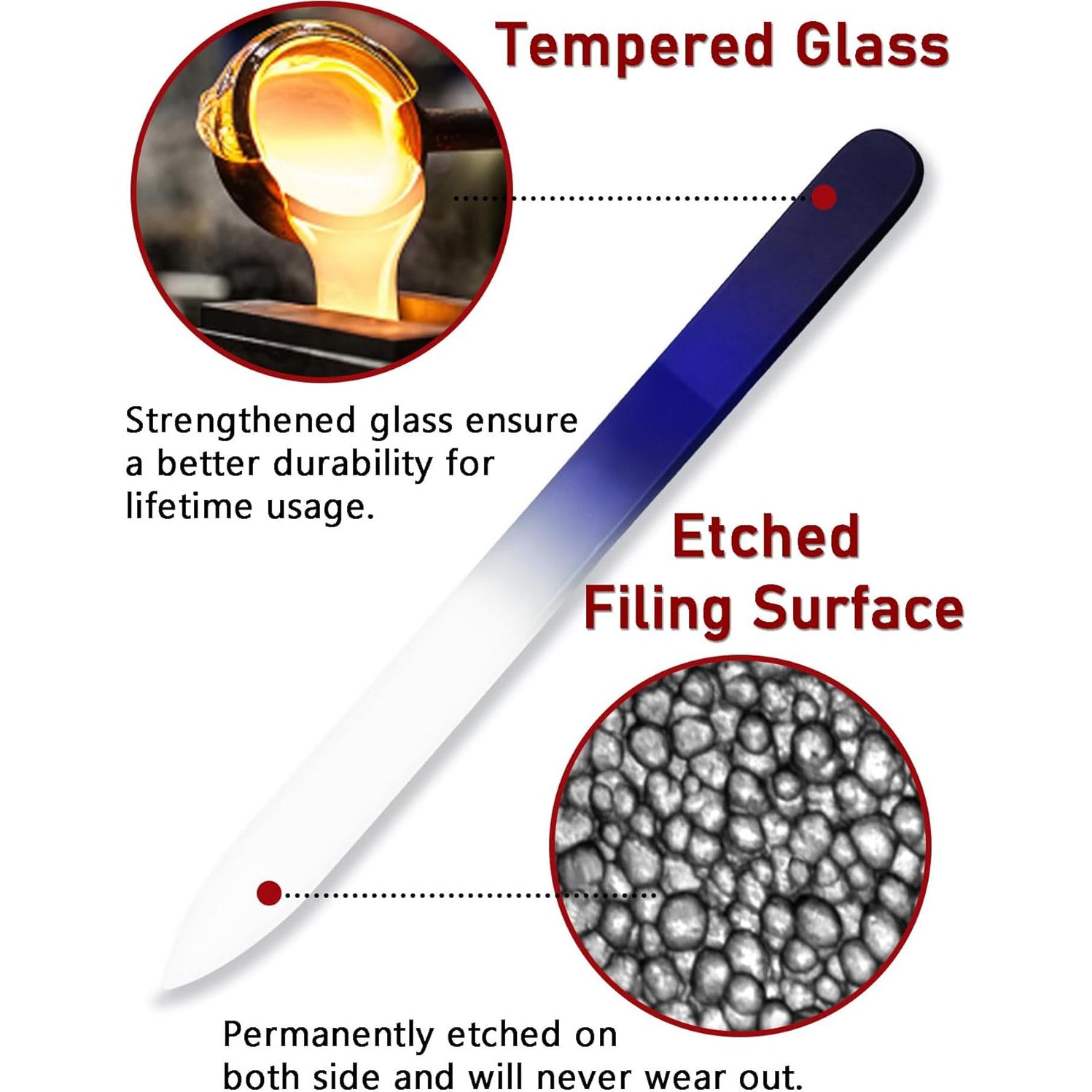 Paquete de 2 limas de uñas de vidrio Diodiva con estuche