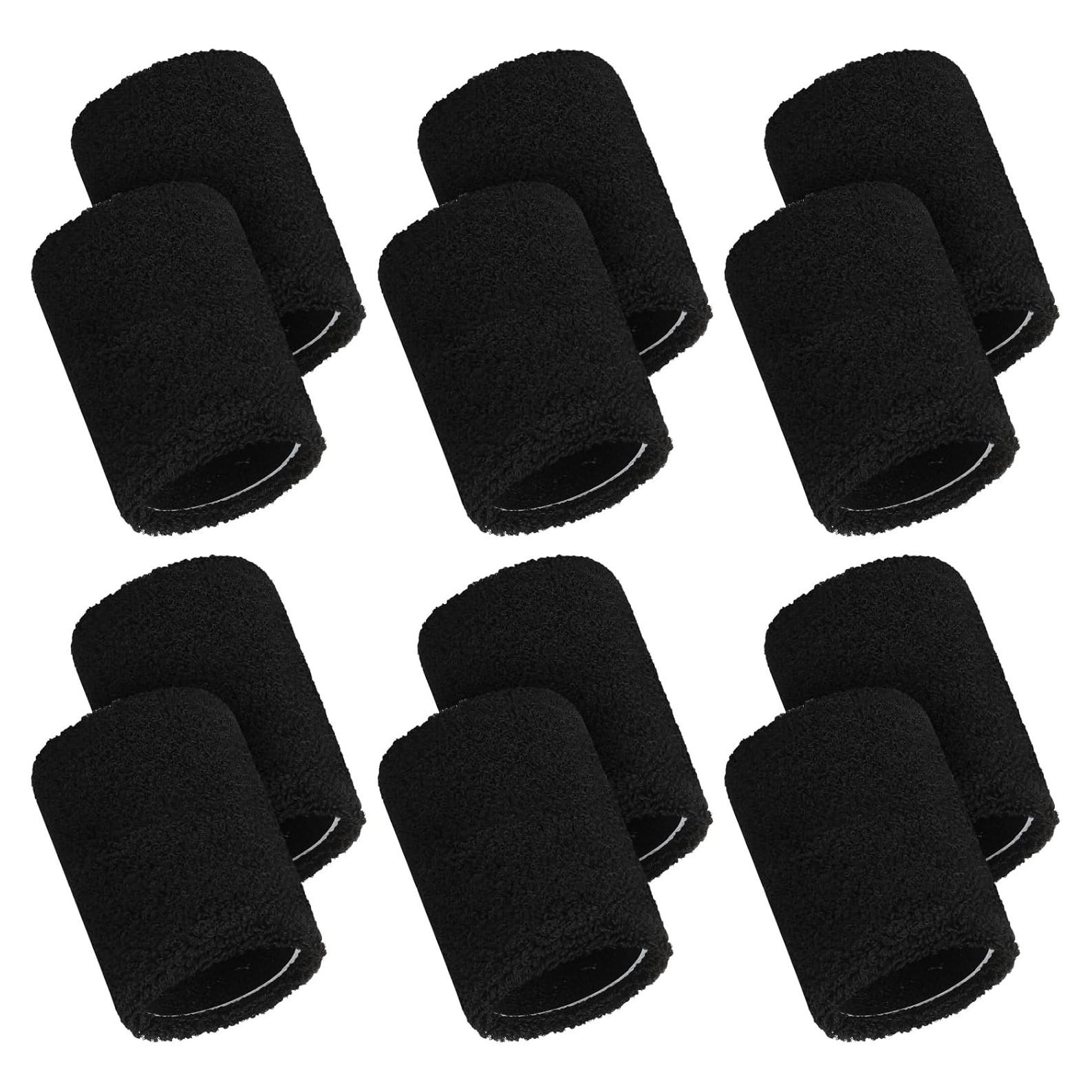 12 Muñequera Deportiva Absorbente YWMIGL Negra 8x8 cm