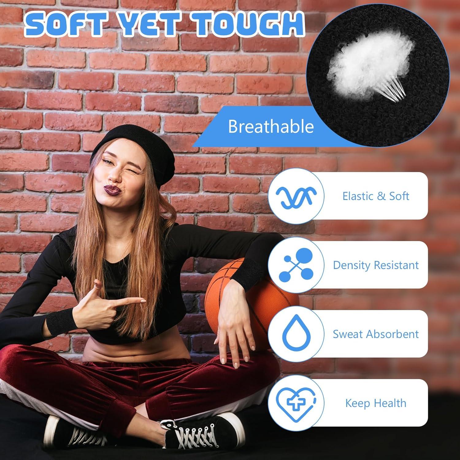 12 Muñequera Deportiva Absorbente YWMIGL Negra 8x8 cm