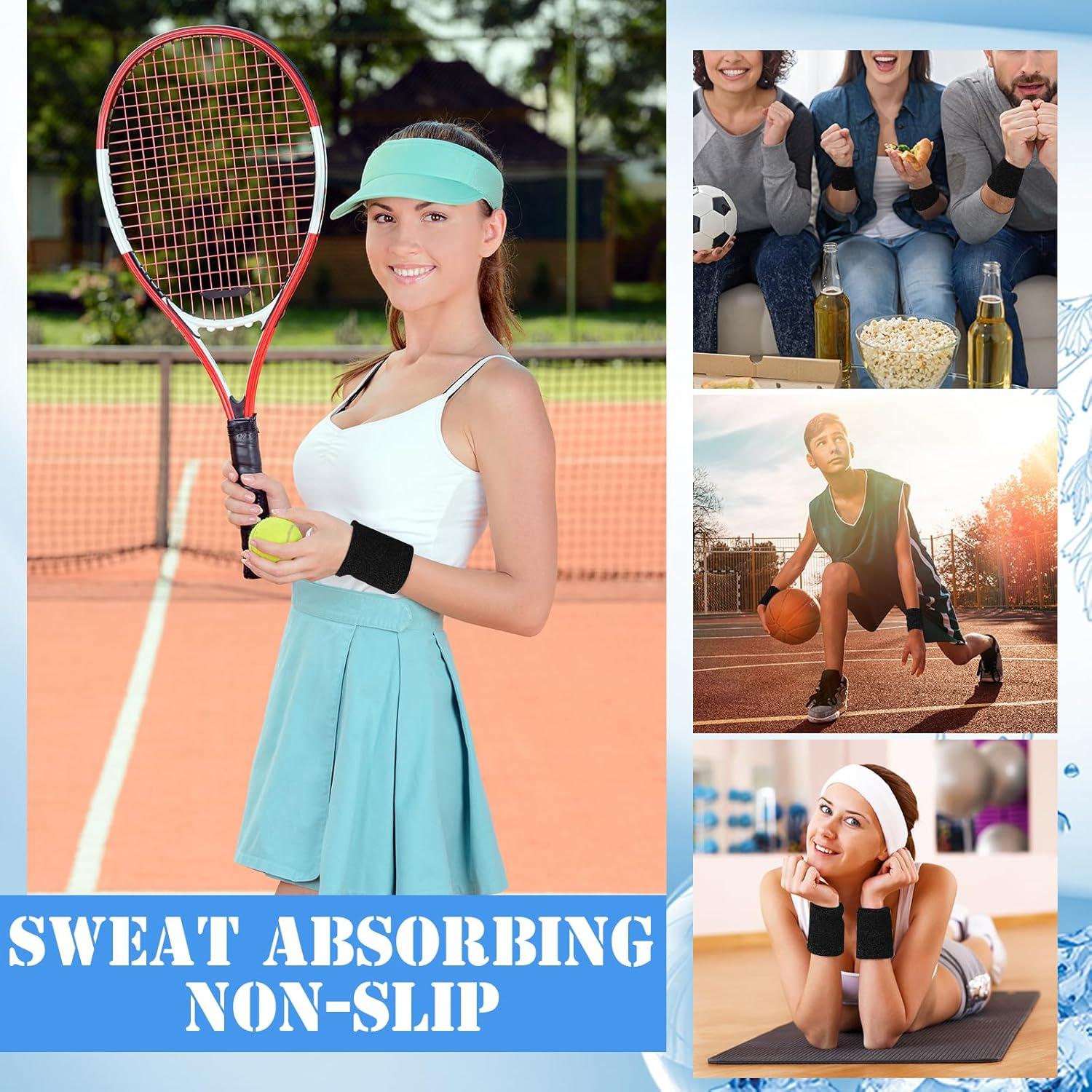 12 Muñequera Deportiva Absorbente YWMIGL Negra 8x8 cm