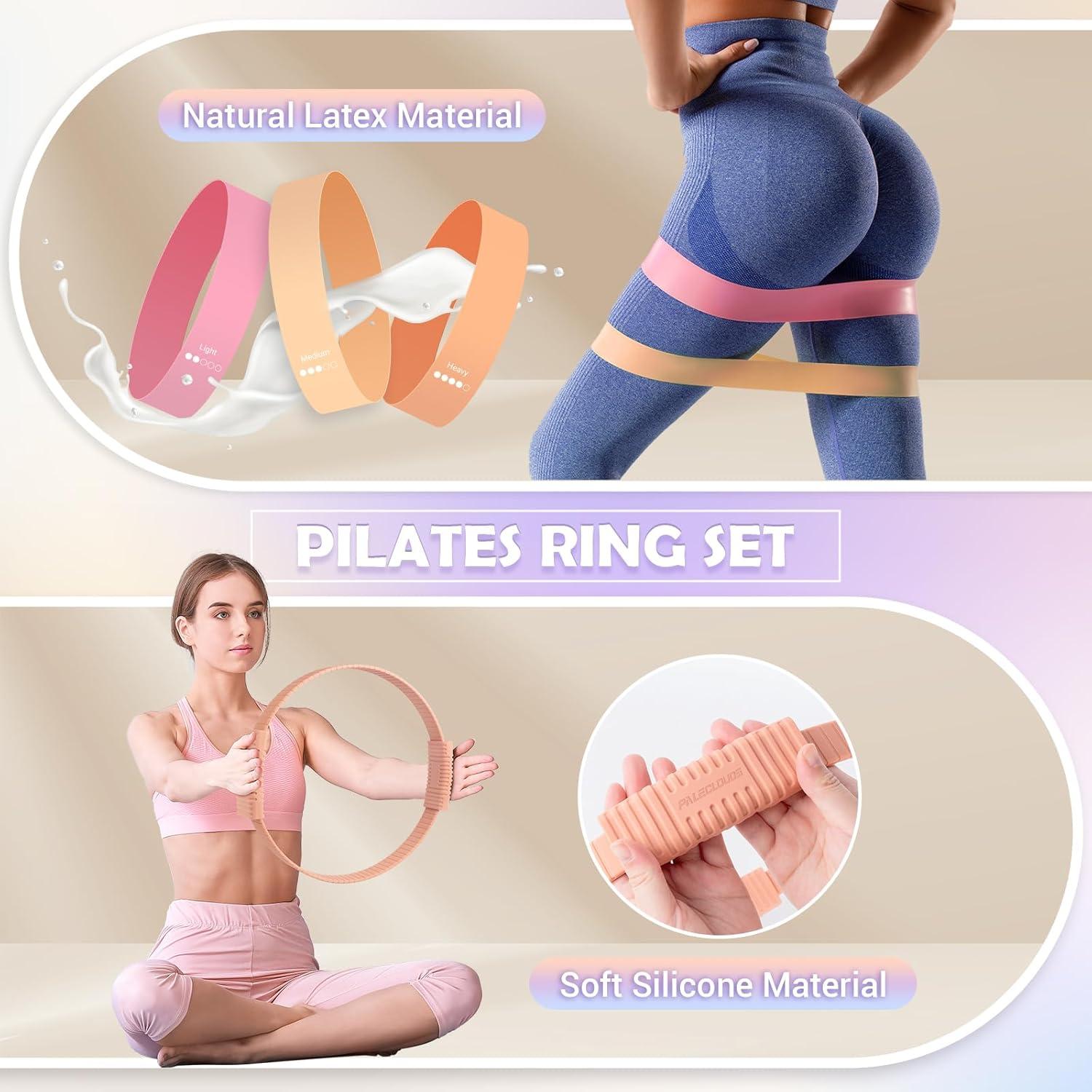 Kit de Pilates Paleclouds - Anillo, Pelota 21 cm y Bandas
