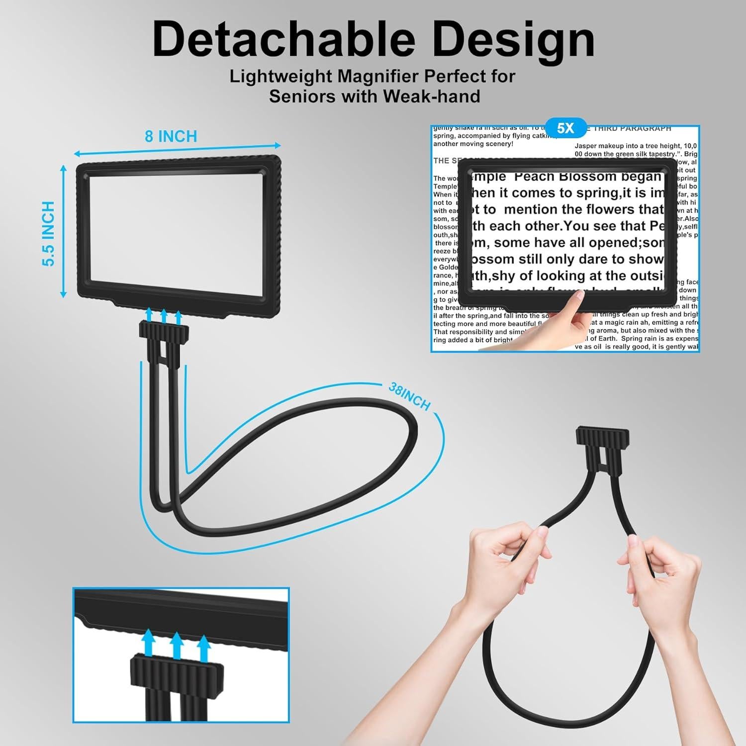 Lupa Manos Libres JUOIFIP 5X para Lectura y Manualidades