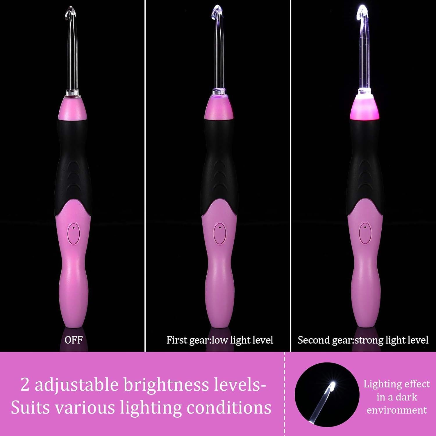 Juego de Ganchillos Iluminados Chuangdi 11 Tamaños 2.5 a 8 mm