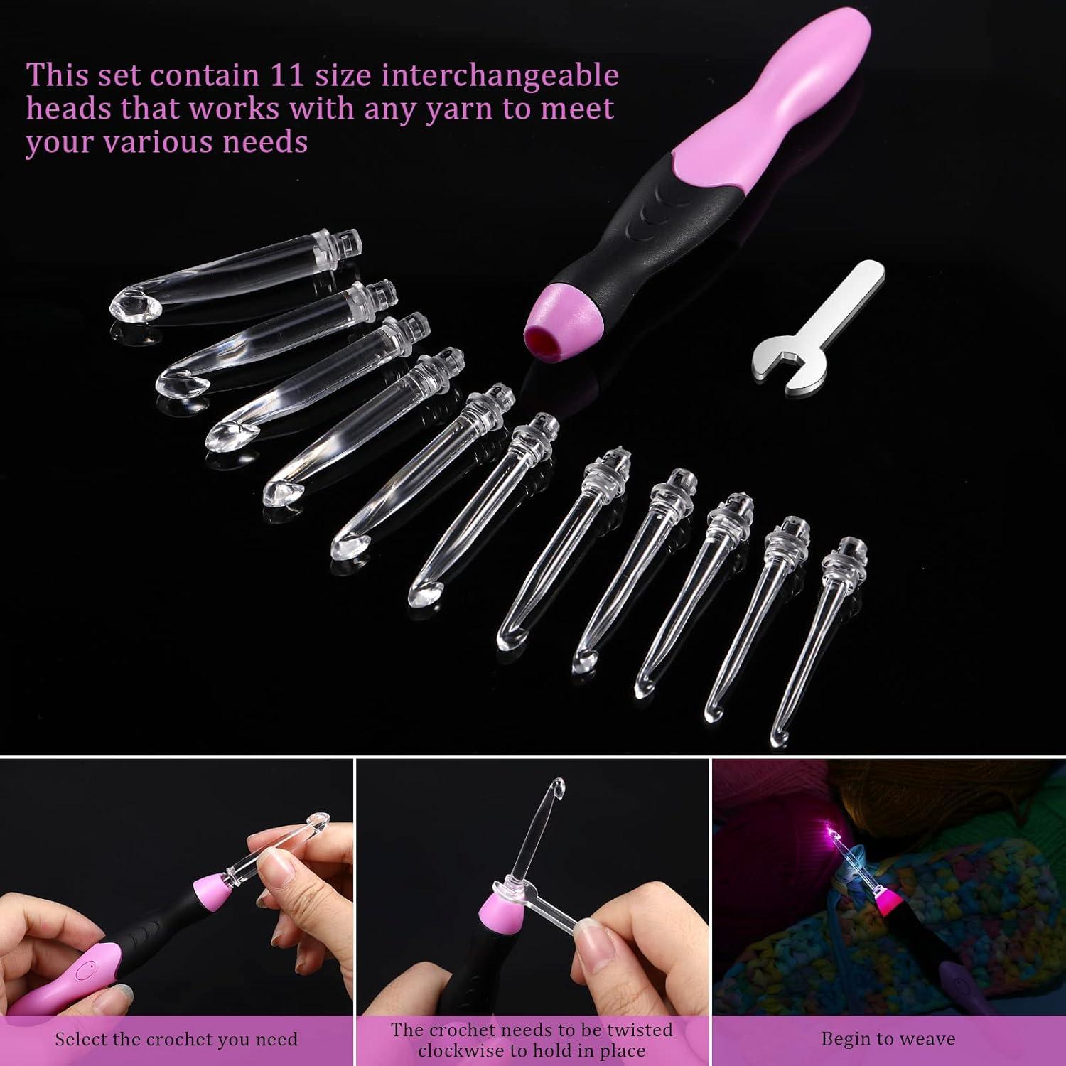 Juego de Ganchillos Iluminados Chuangdi 11 Tamaños 2.5 a 8 mm