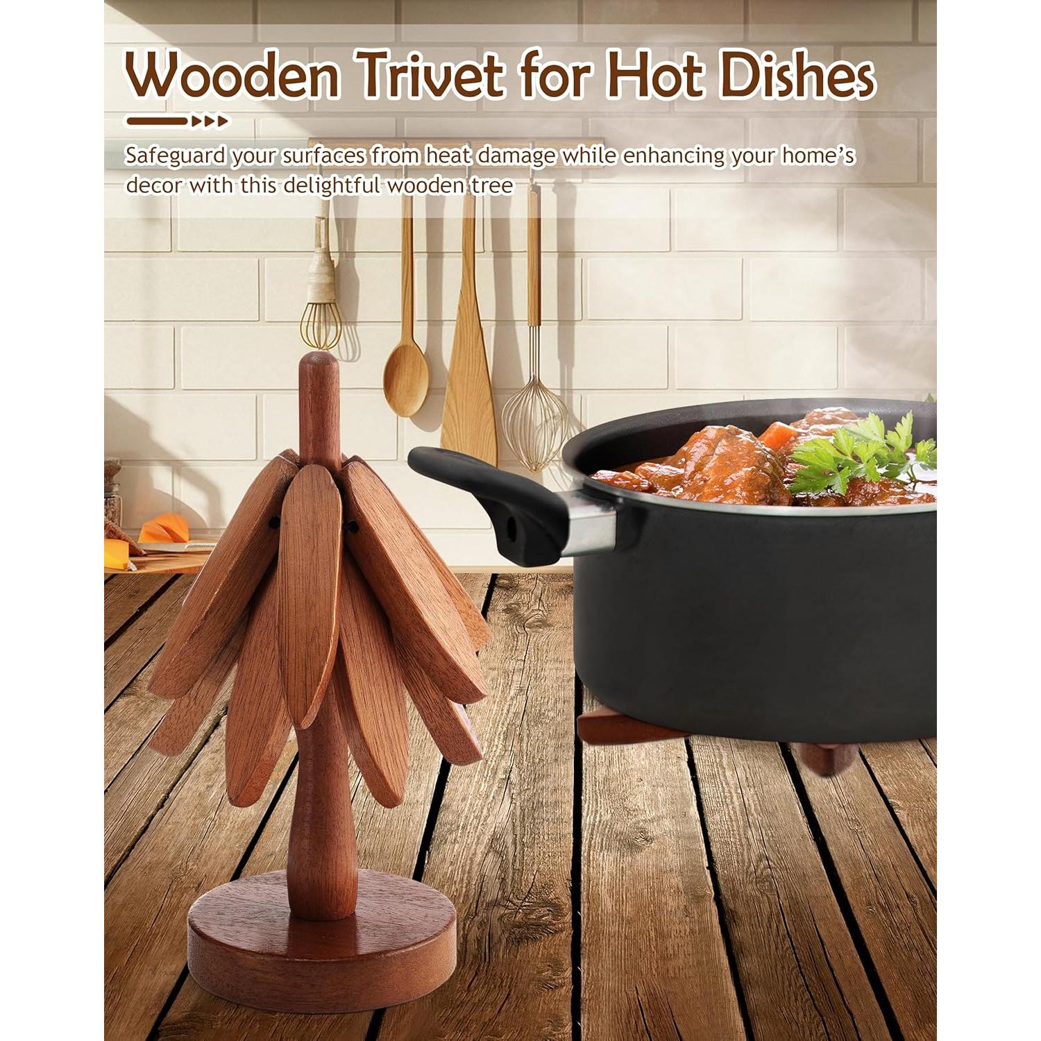 Trivetes de Madera Sapele FONYICK, Juego 3 Piezas Resistentes al Calor