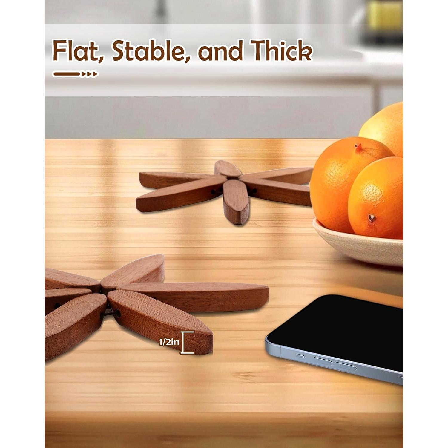 Trivetes de Madera Sapele FONYICK, Juego 3 Piezas Resistentes al Calor