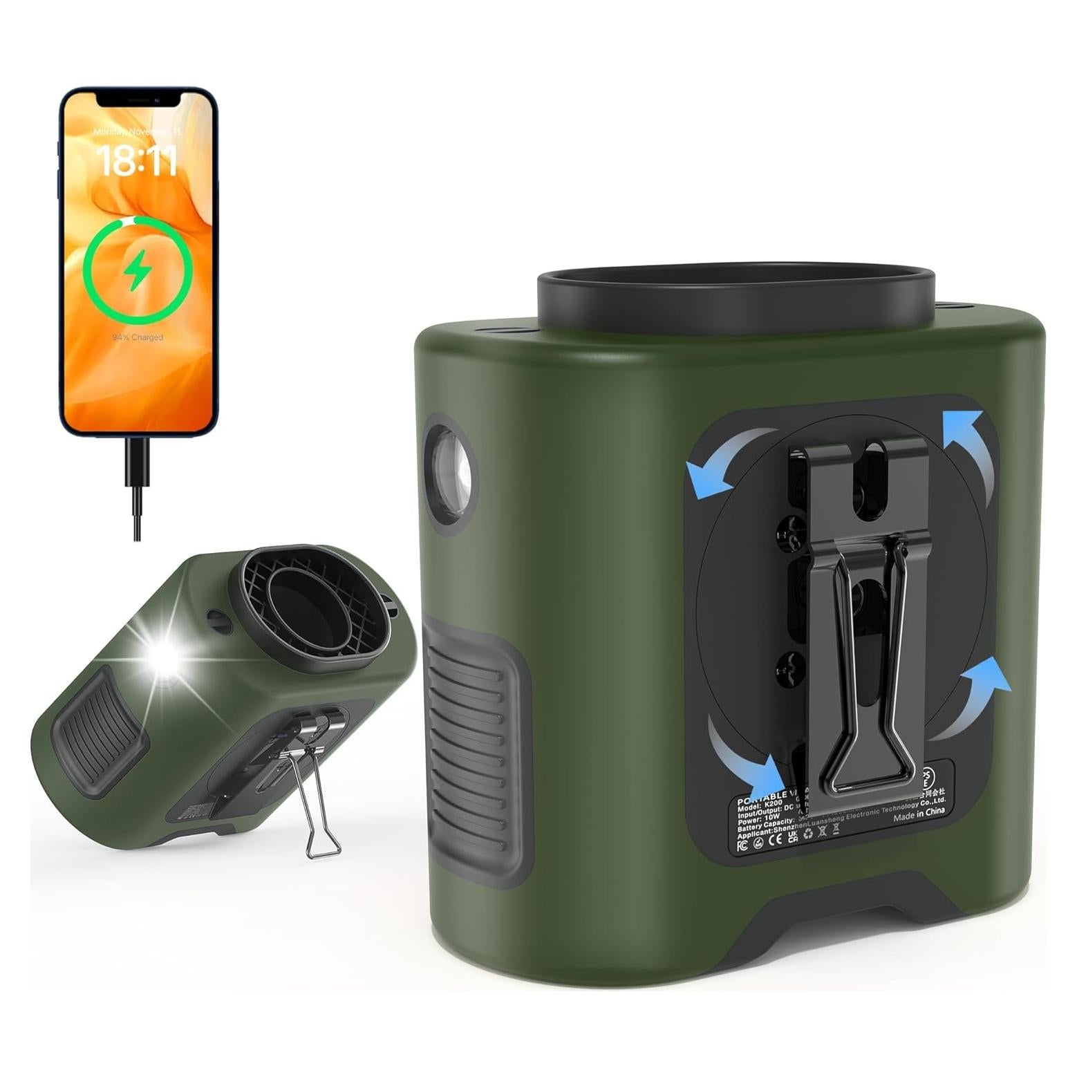 Ventilador Portátil de Cintura PANERGY K50 14500mAh Verde Militar