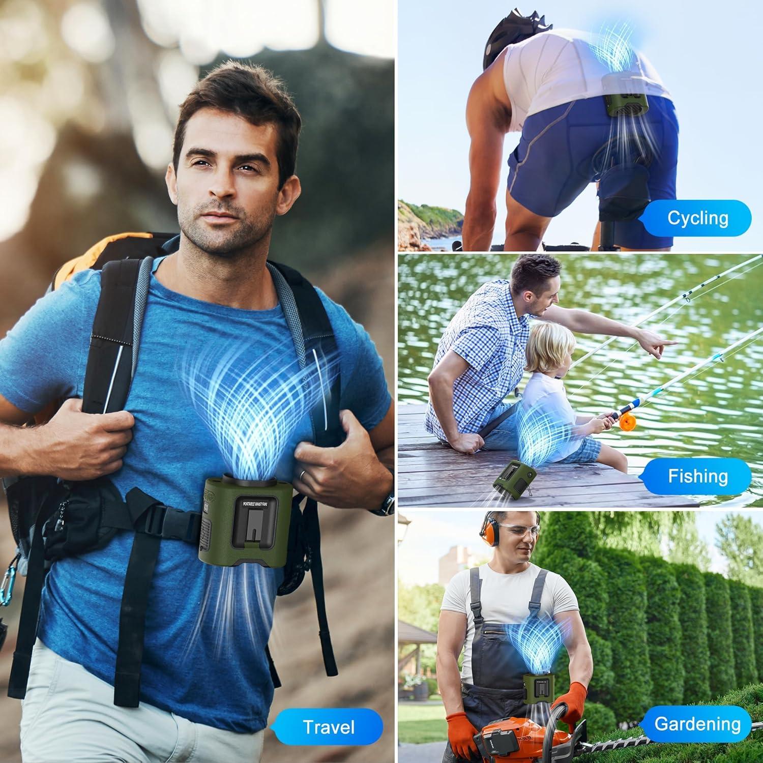 Ventilador Portátil de Cintura PANERGY K50 14500mAh Verde Militar