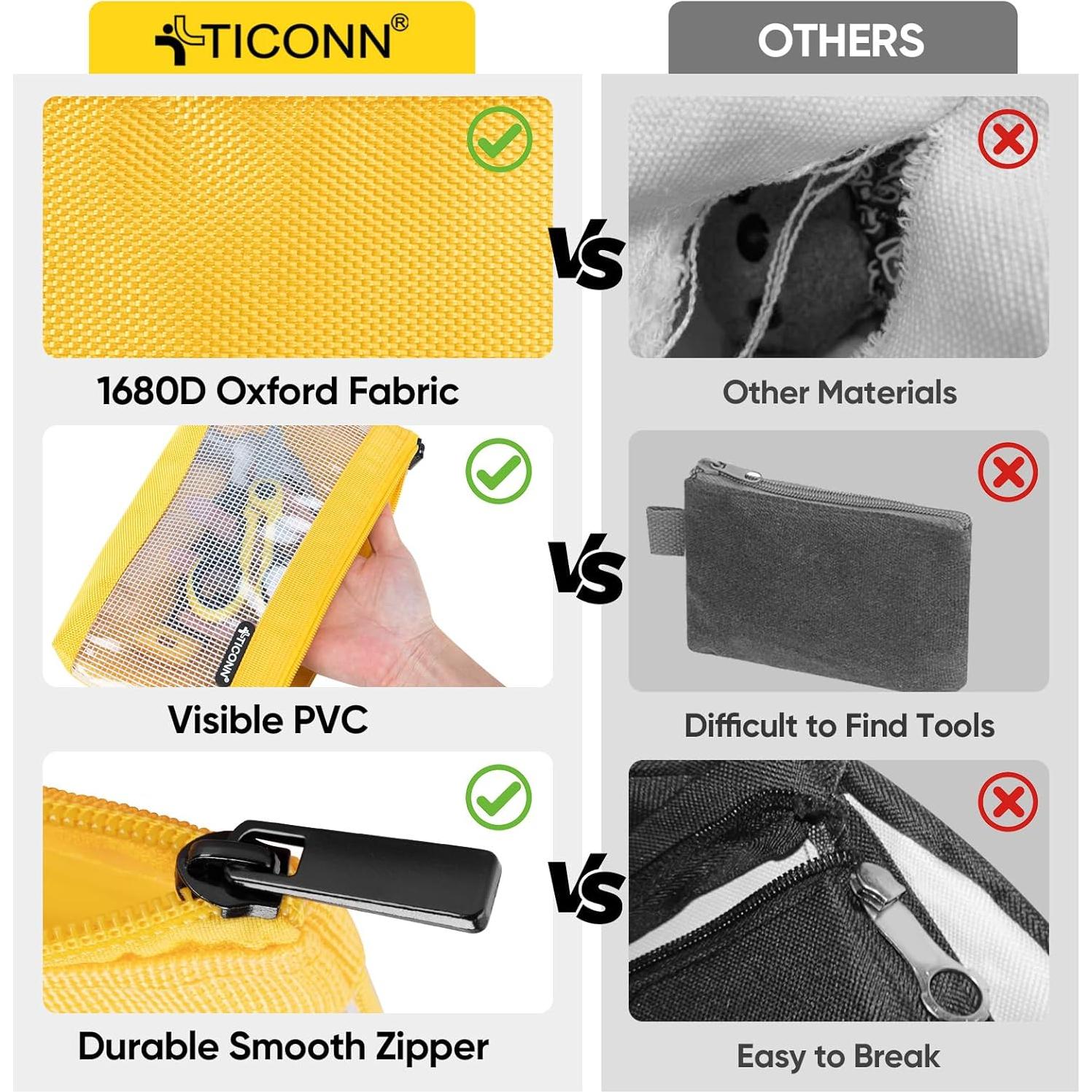 Bolsa de Herramientas TICONN 3PK Oxford 1680D Transparente