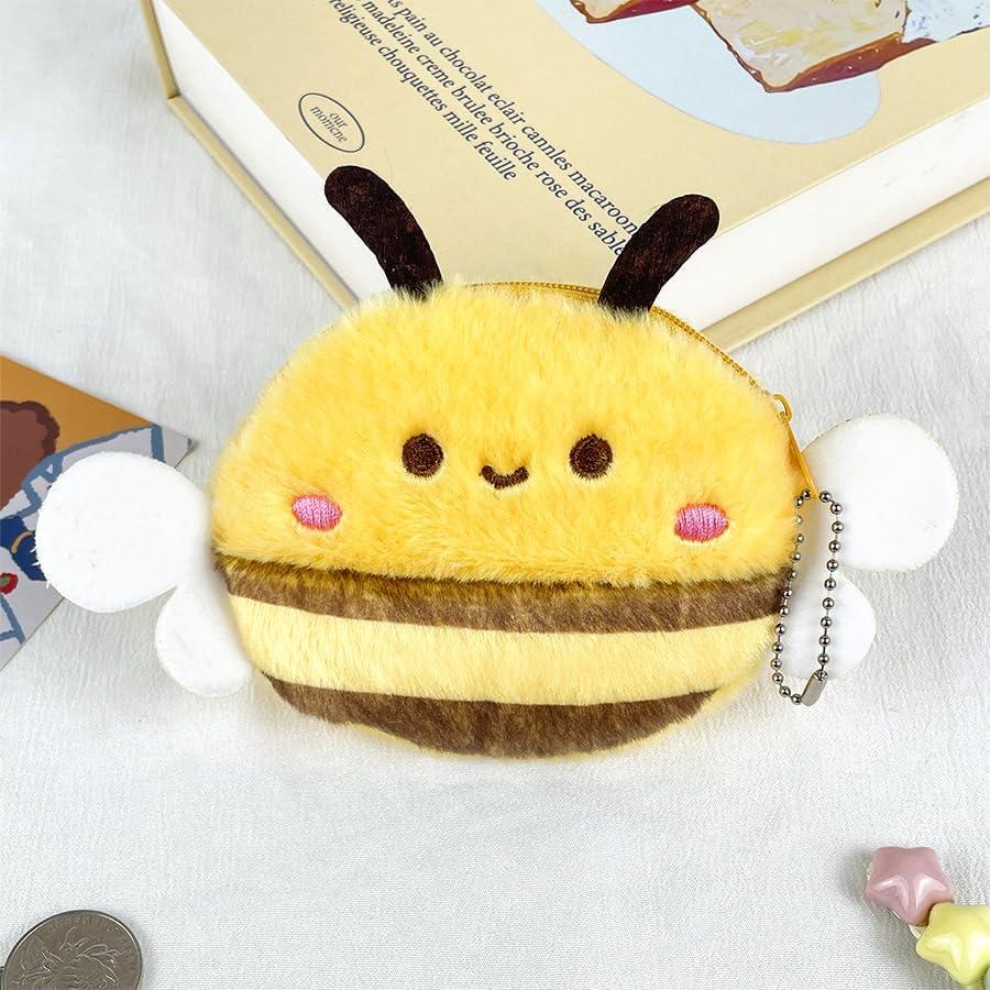 Monedero de Abeja de Peluche 2Pcs con Cremallera para Mujeres