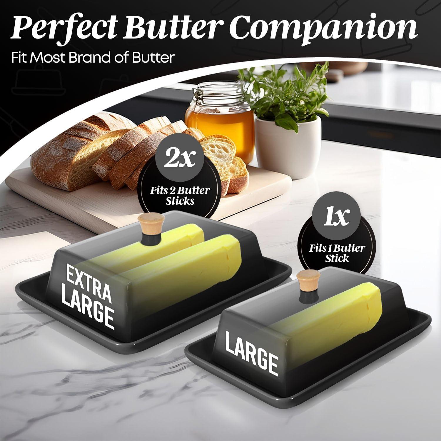 Plato de Mantequilla Cerámico Flexzion Negro con Tapa 20.32 cm