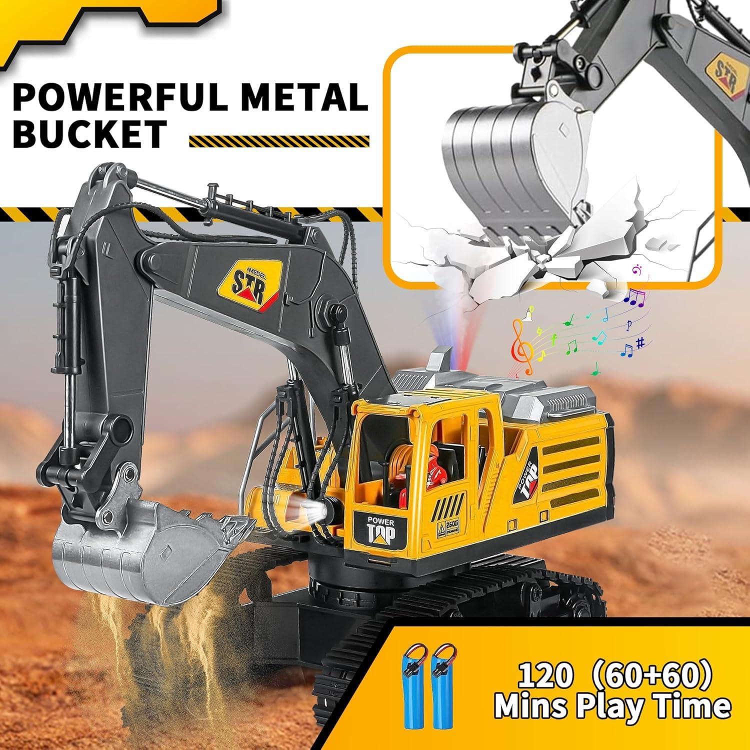 Excavadora RC FUYLE 1:14 con Cuchara de Metal y Rocío