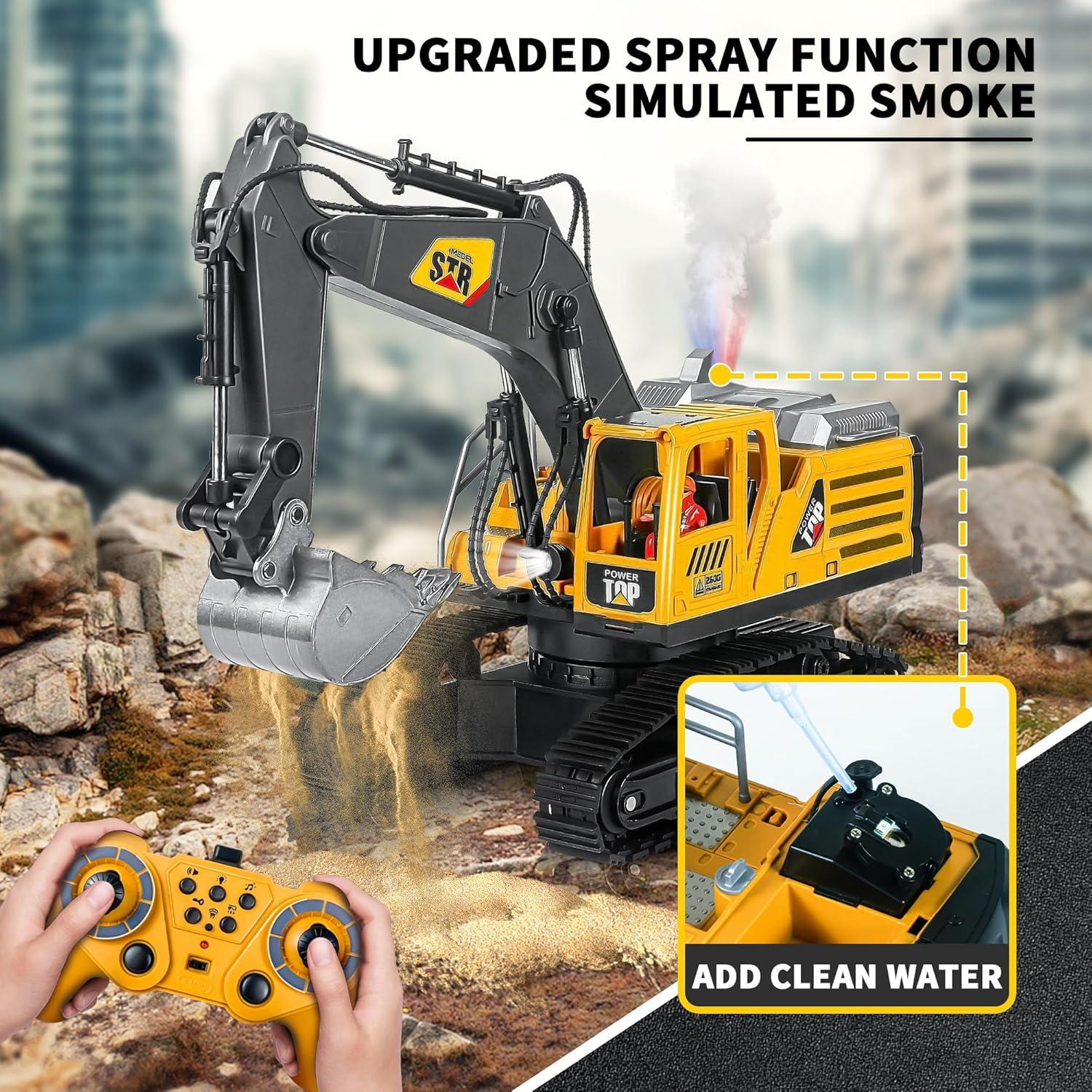 Excavadora RC FUYLE 1:14 con Cuchara de Metal y Rocío