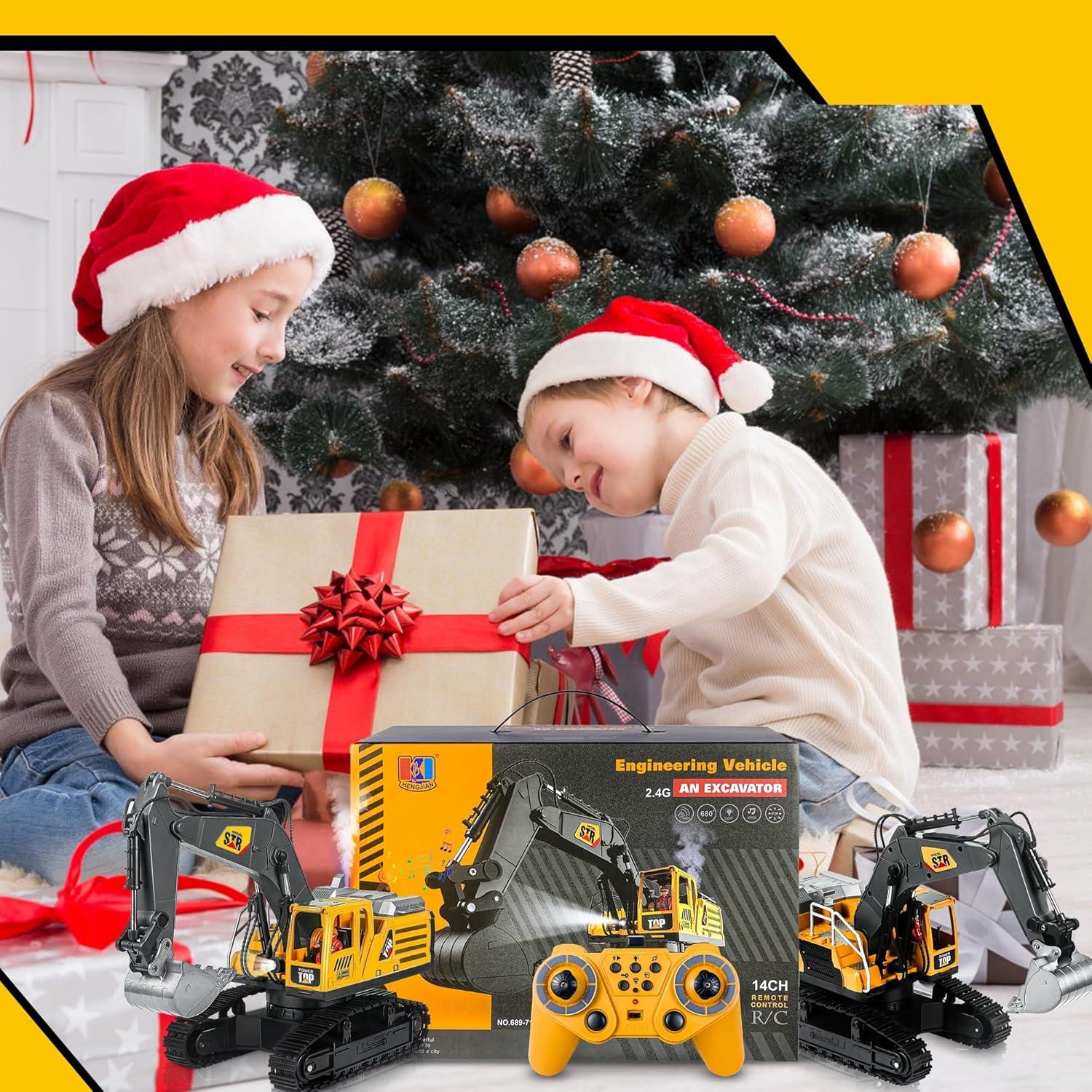 Excavadora RC FUYLE 1:14 con Cuchara de Metal y Rocío