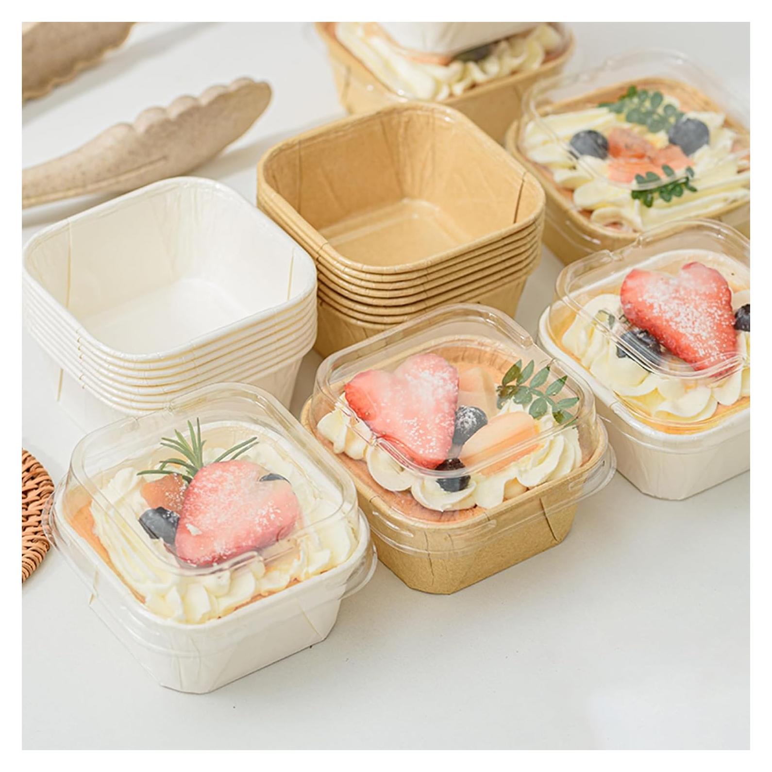 50 Moldes para Hornear Roppolo 5oz con Tapa Transparente