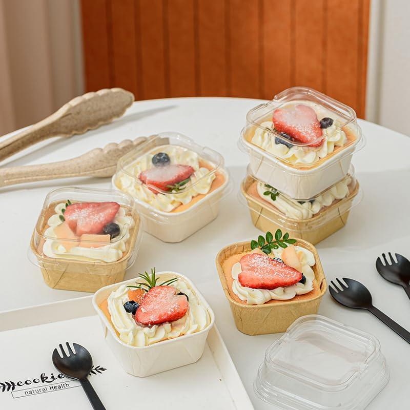 50 Moldes para Hornear Roppolo 5oz con Tapa Transparente