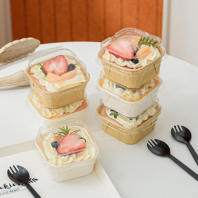 50 Moldes para Hornear Roppolo 5oz con Tapa Transparente