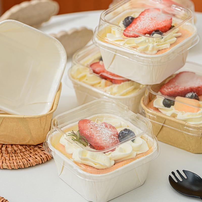 50 Moldes para Hornear Roppolo 5oz con Tapa Transparente