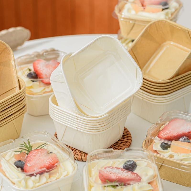 50 Moldes para Hornear Roppolo 5oz con Tapa Transparente