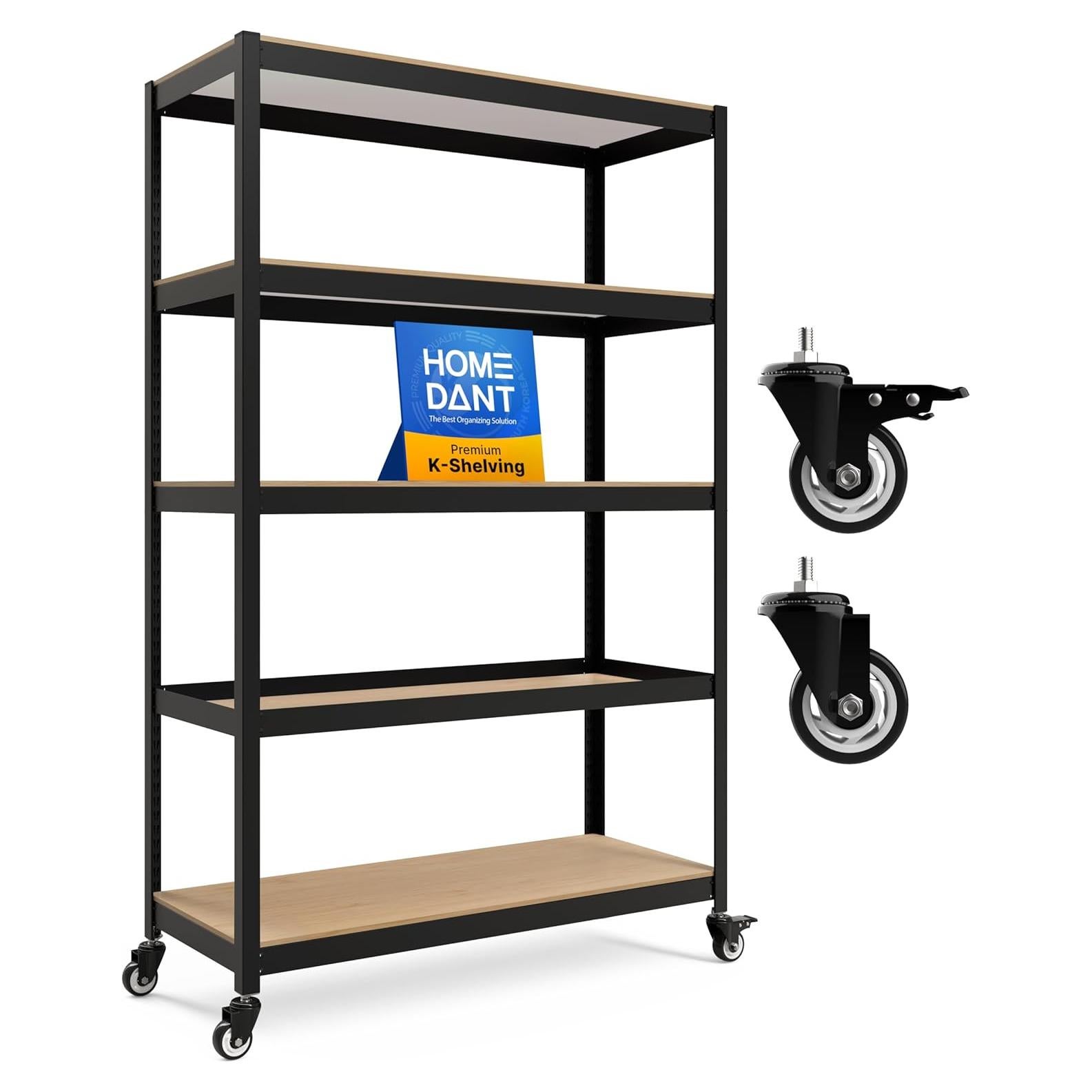 Carro Metálico Rodante HOMEDANT 5 Niveles Negro 399.2 kg