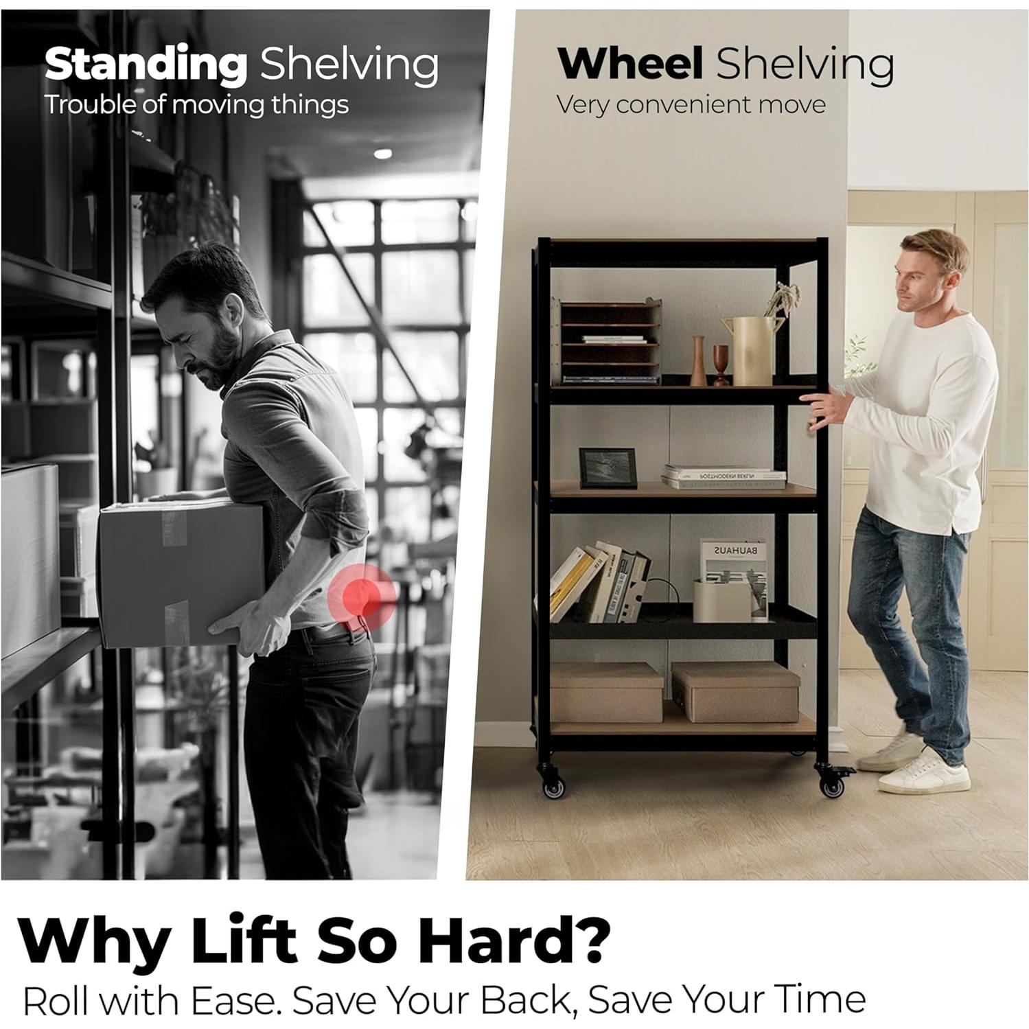 Carro Metálico Rodante HOMEDANT 5 Niveles Negro 399.2 kg