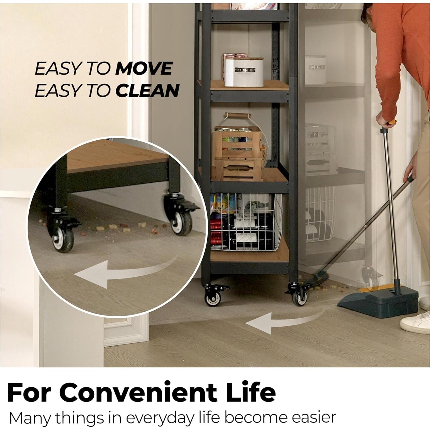 Carro Metálico Rodante HOMEDANT 5 Niveles Negro 399.2 kg