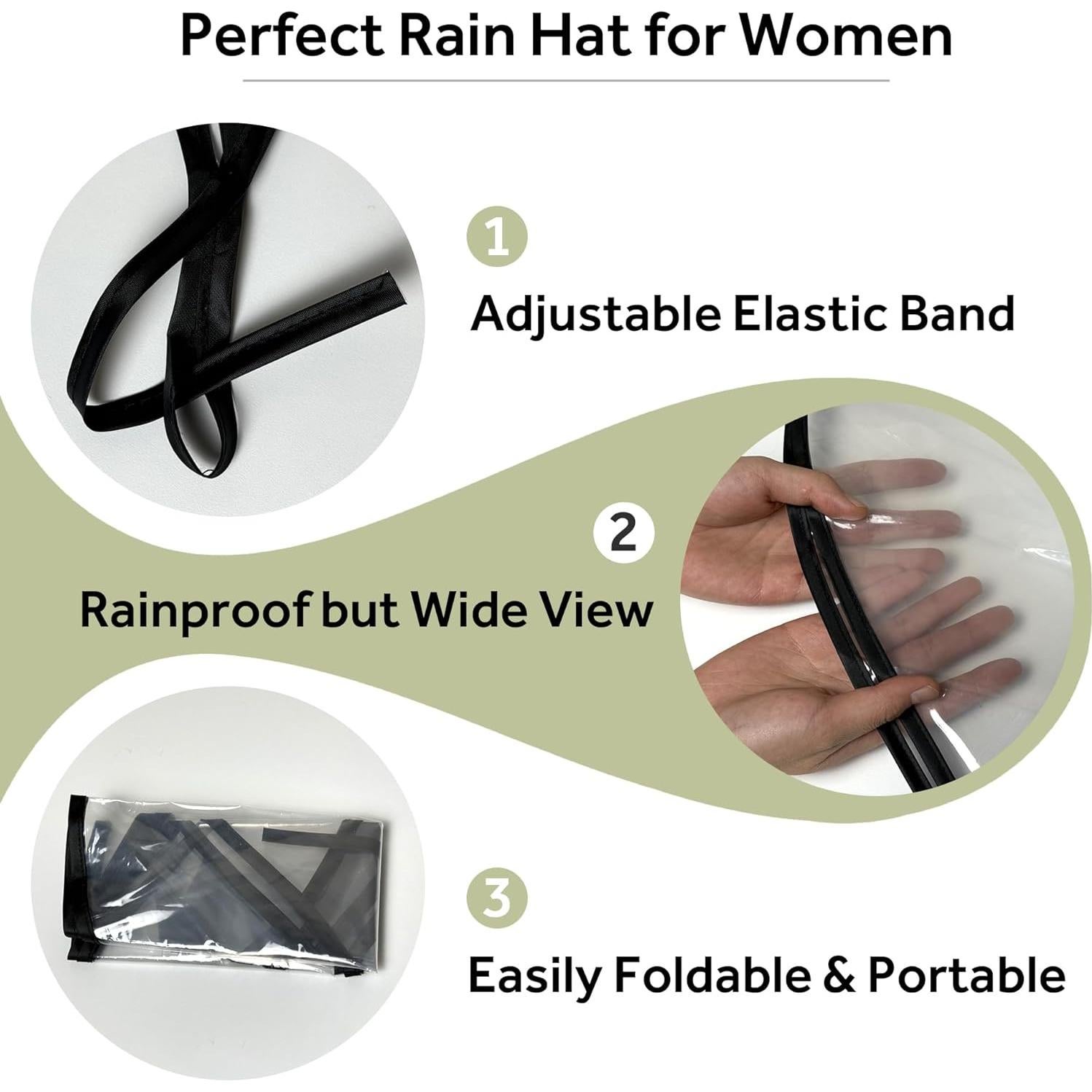 4 Gorros de Lluvia Impermeables Transparentes Unisex con Visera