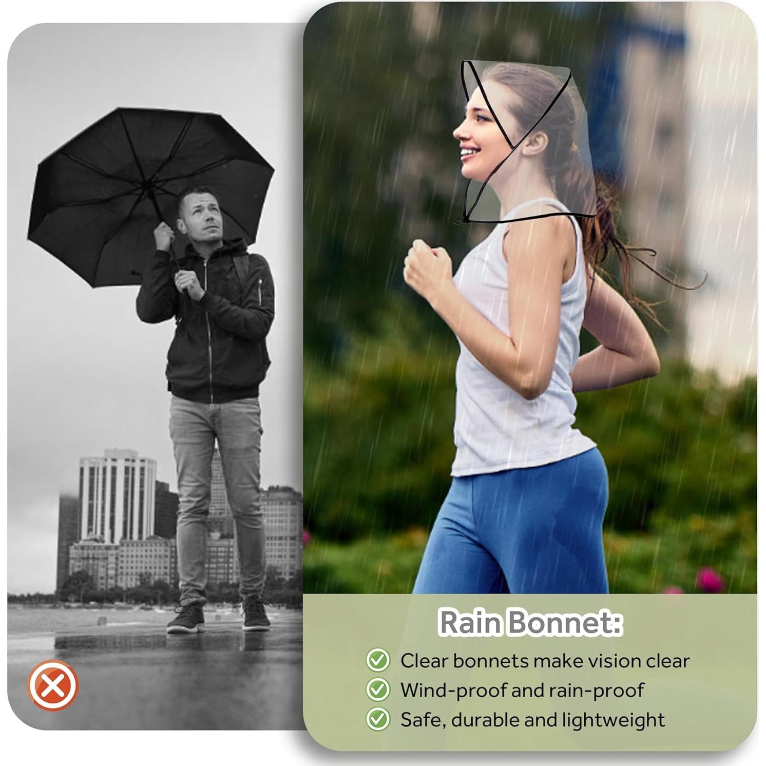 4 Gorros de Lluvia Impermeables Transparentes Unisex con Visera