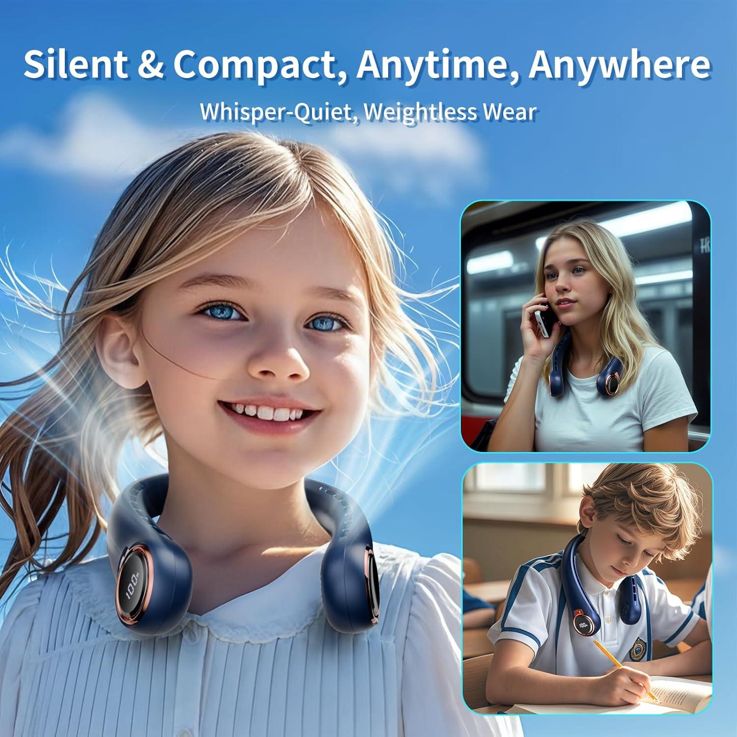 Ventilador de Cuello Portátil ZHZW S65 360° 3 Velocidades