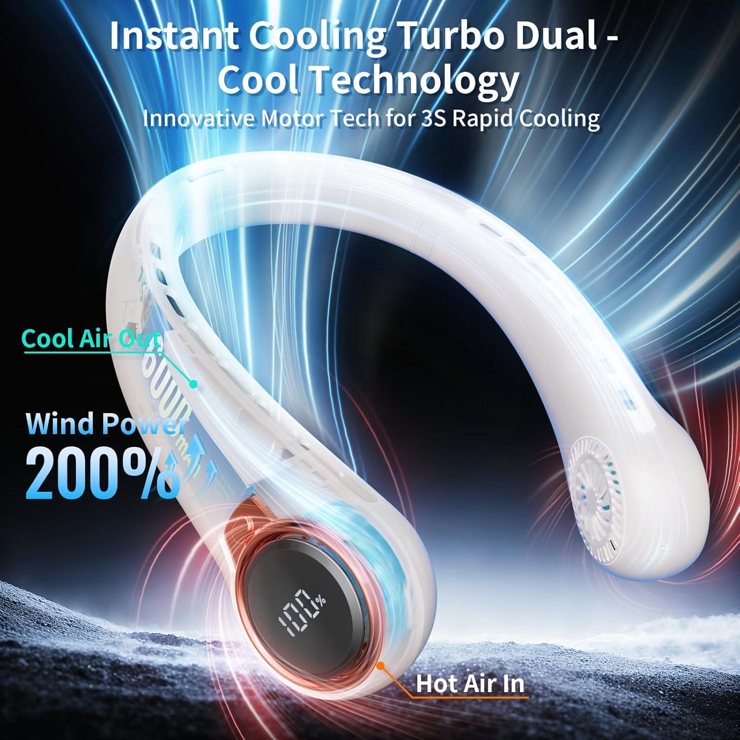 Ventilador de Cuello Portátil ZHZW 6000mAh USB 3 Velocidades